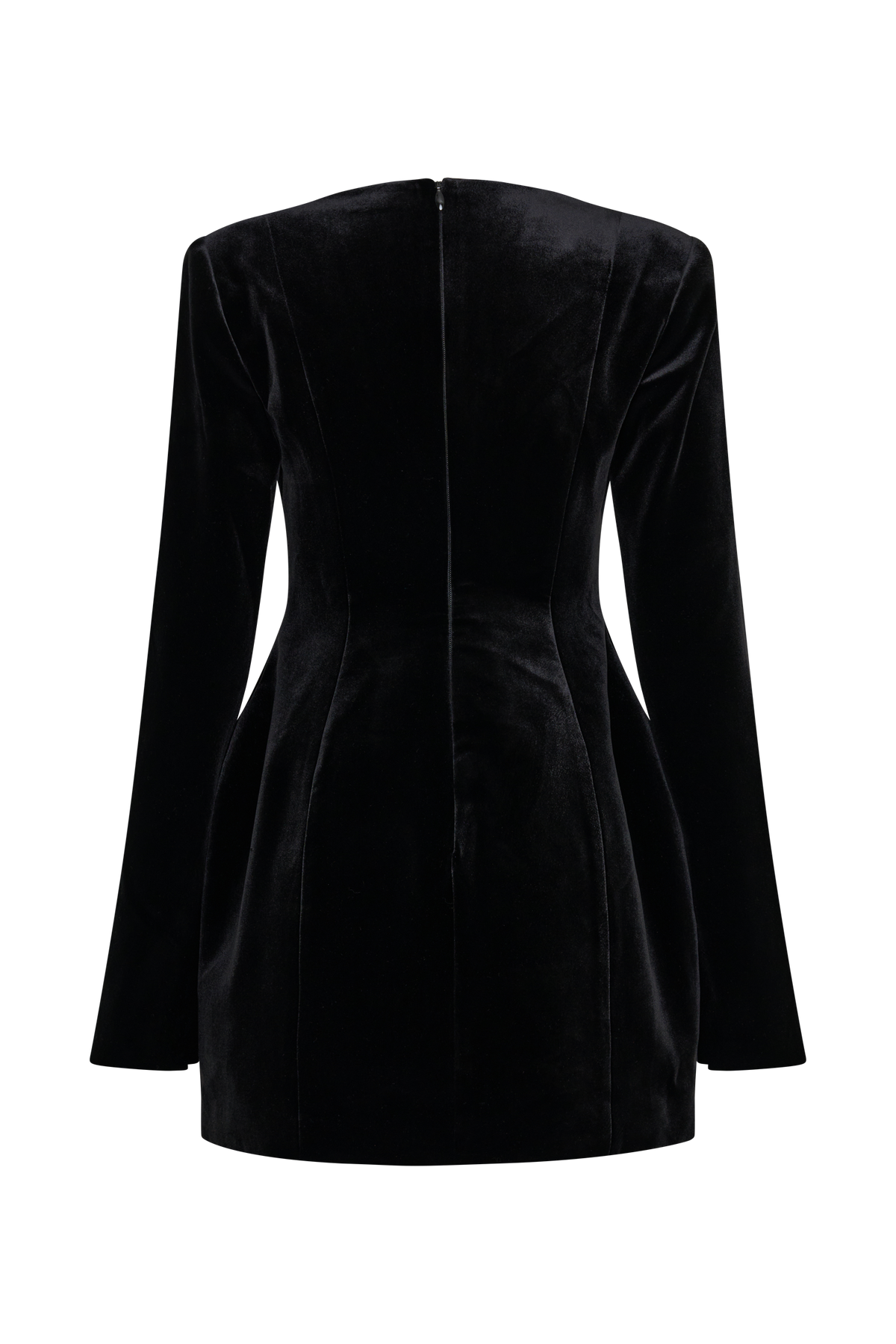 Trinity Abstract Neck Velvet Mini Dress - Black #7