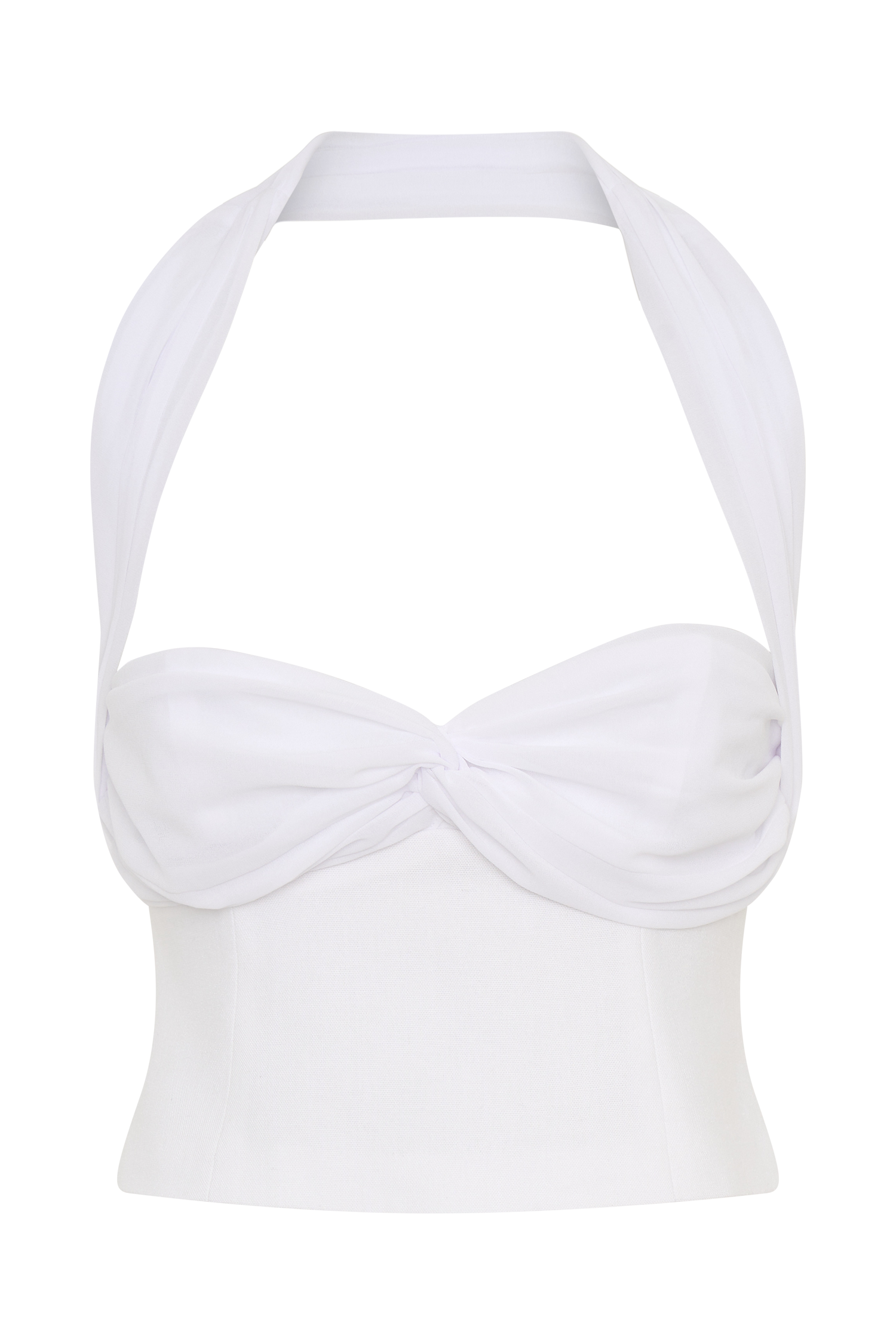 Talia Chiffon And Linen Halter Top - White #11