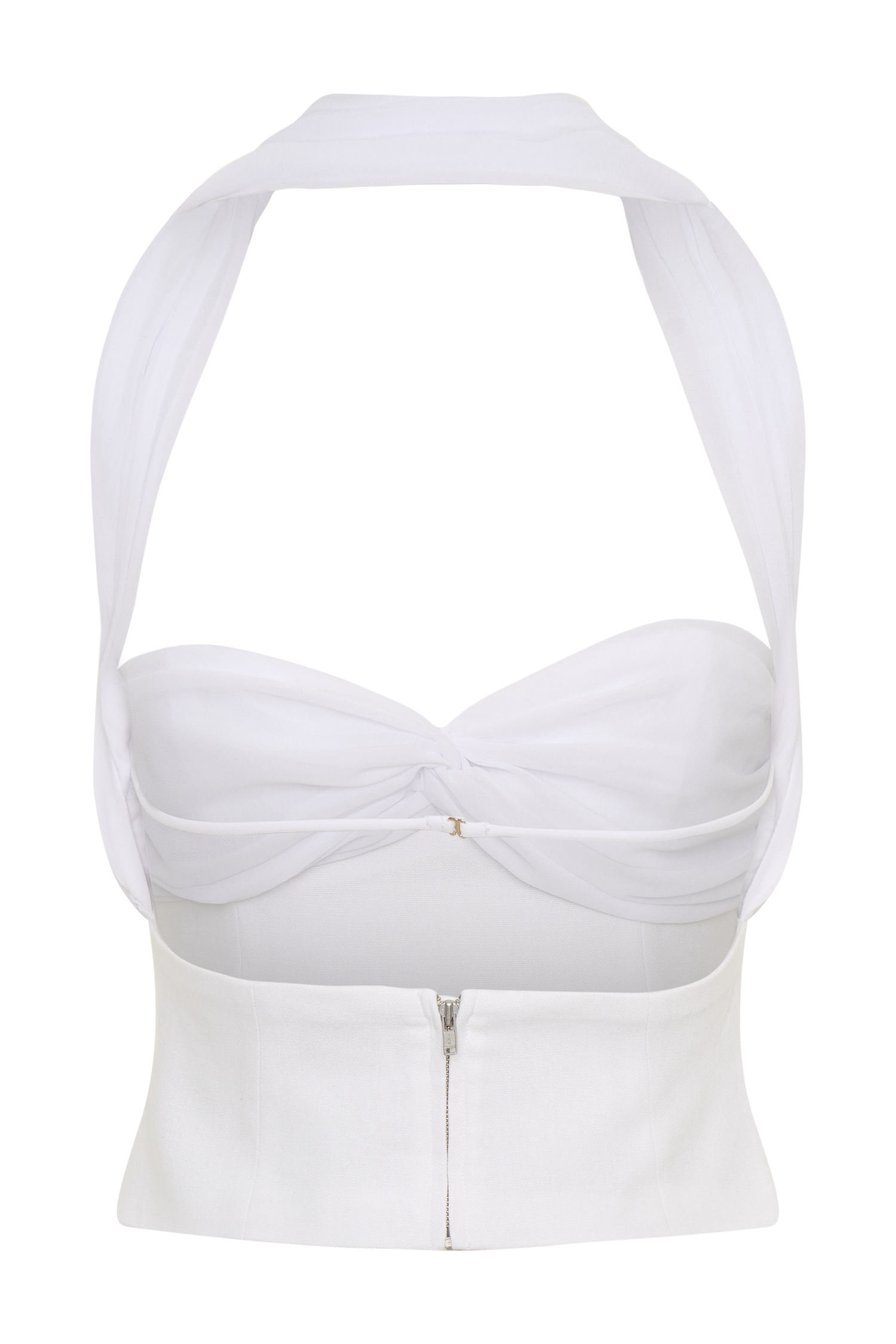 Talia Chiffon And Linen Halter Top - White #10
