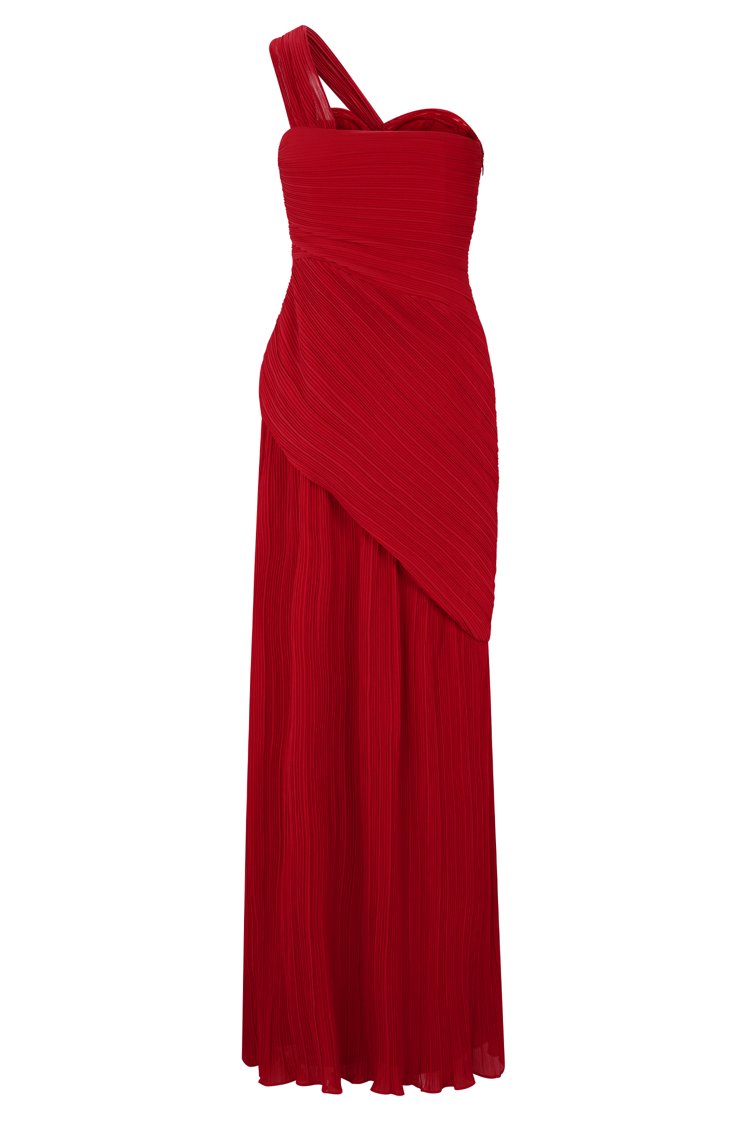 Tamara Shirred Chiffon Midi Dress - Red #7