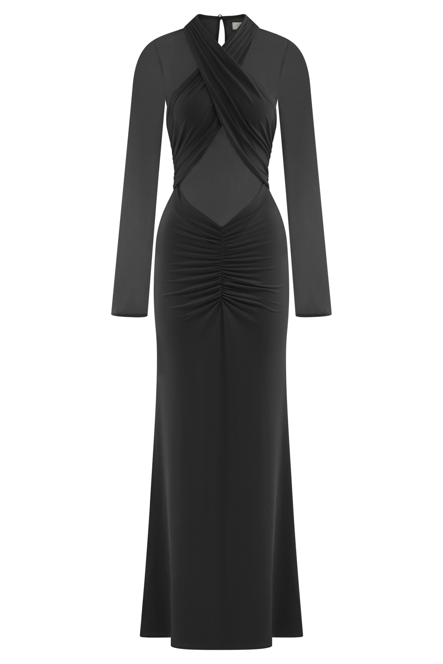 Tania Slinky And Mesh Long Sleeve Maxi Dress - Black #7
