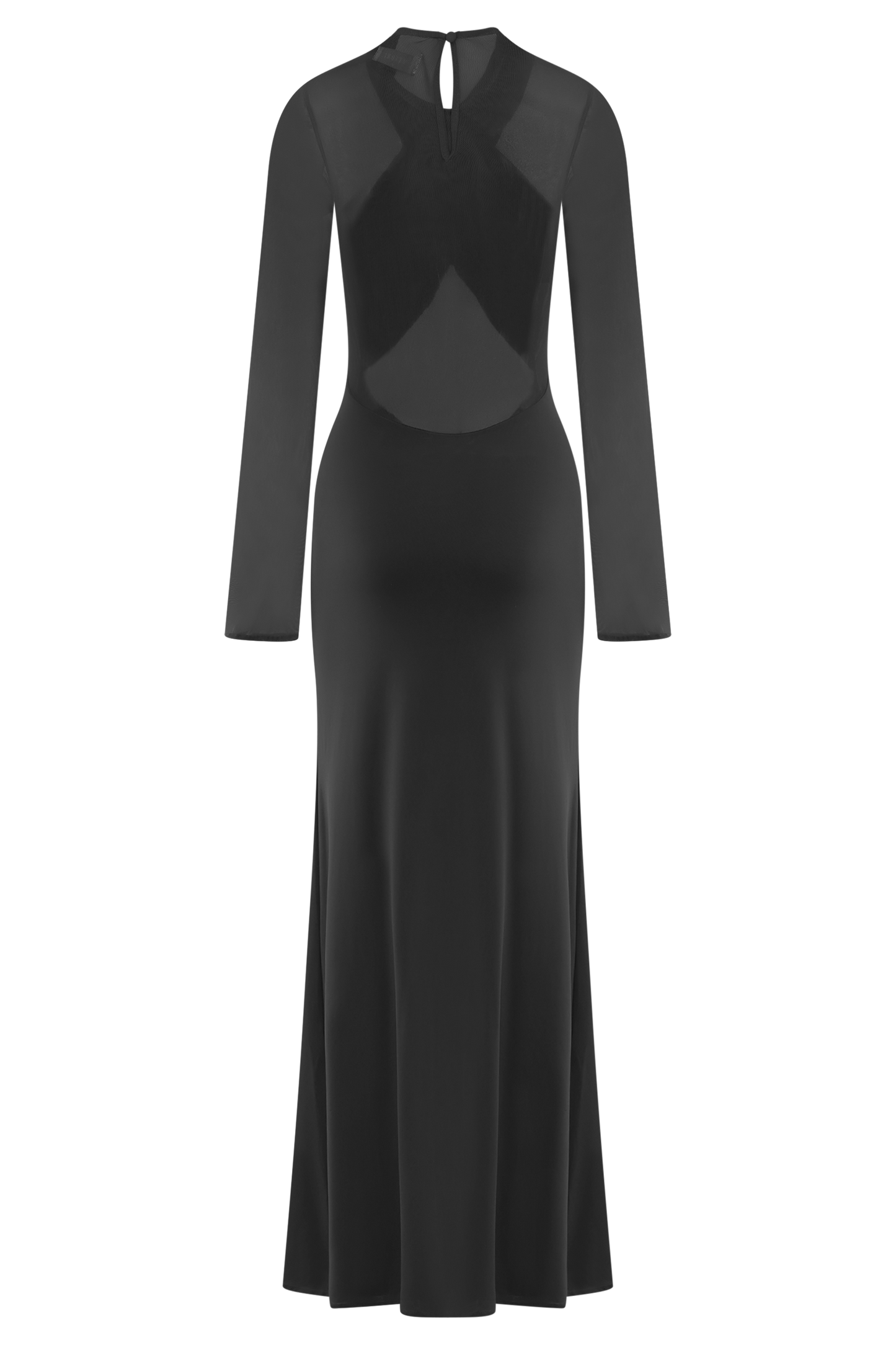 Tania Slinky And Mesh Long Sleeve Maxi Dress - Black