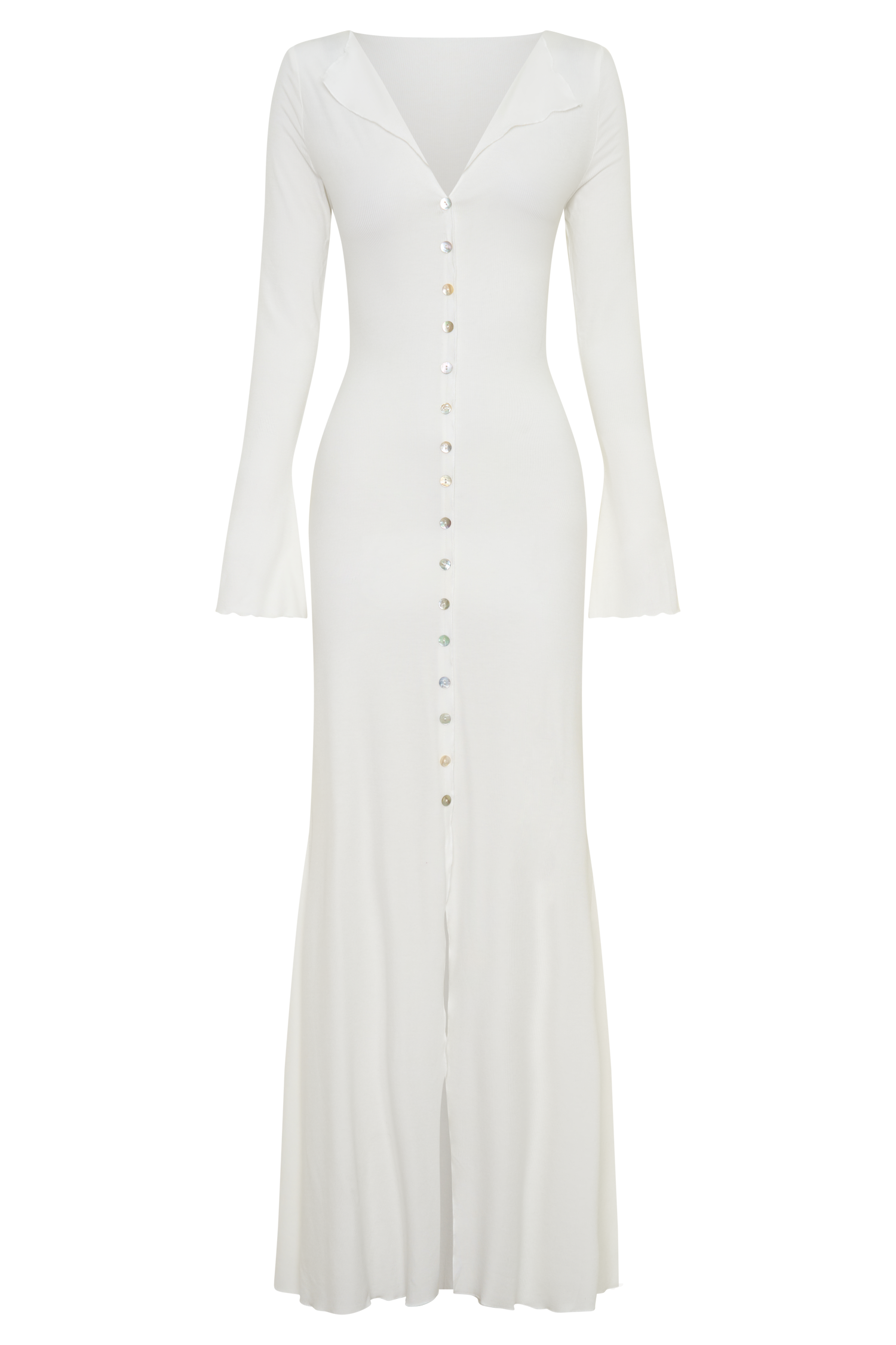 Tanya Buttoned Long Sleeve Maxi Dress - White #9