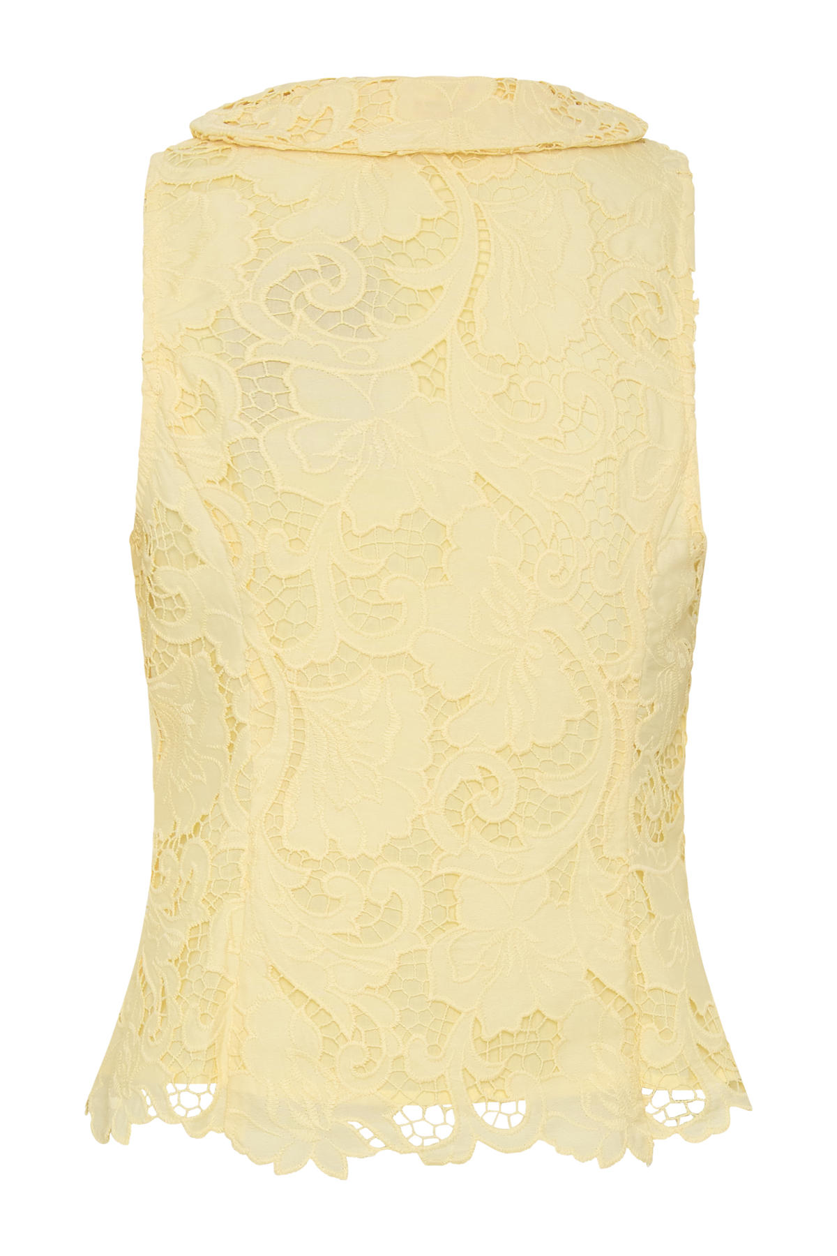 Tessa Broderie Tie Front Sleeveless Top - Lemon