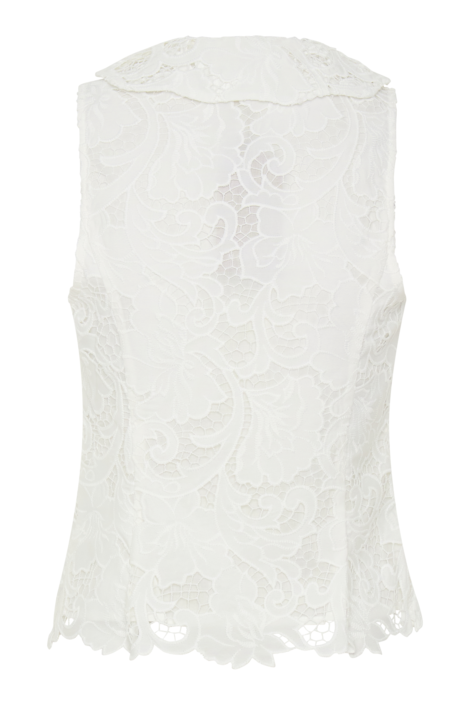 Tessa Broderie Tie Front Sleeveless Top - White #8