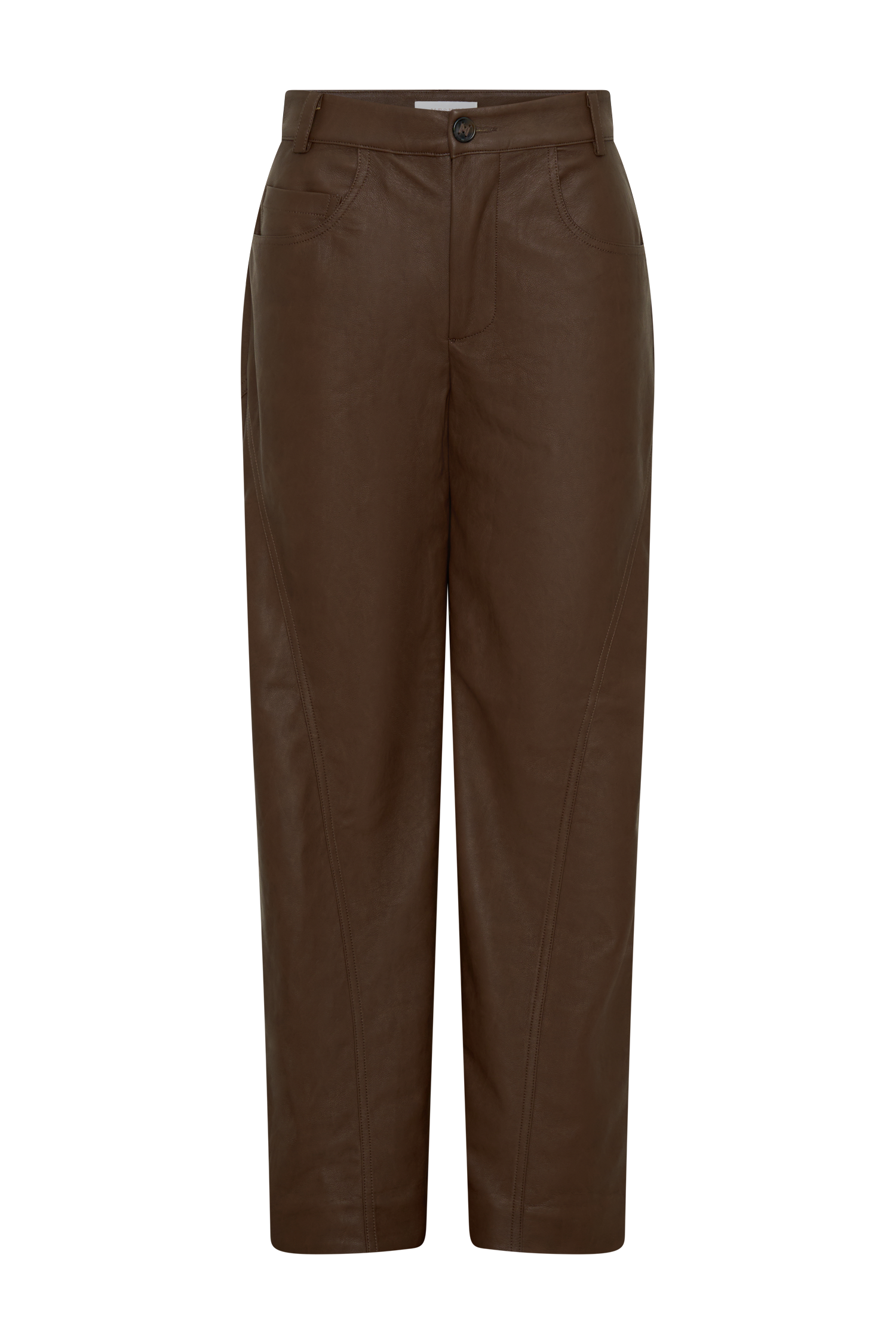 Theo Faux Leather Mid Rise Pants - Dark Chocolate #9