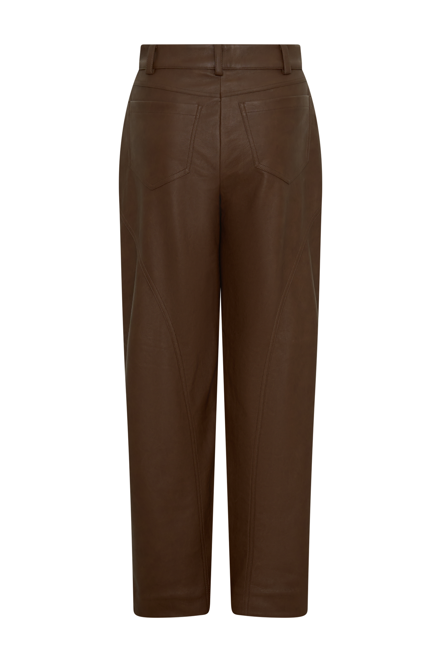 Theo Faux Leather Mid Rise Pants - Dark Chocolate