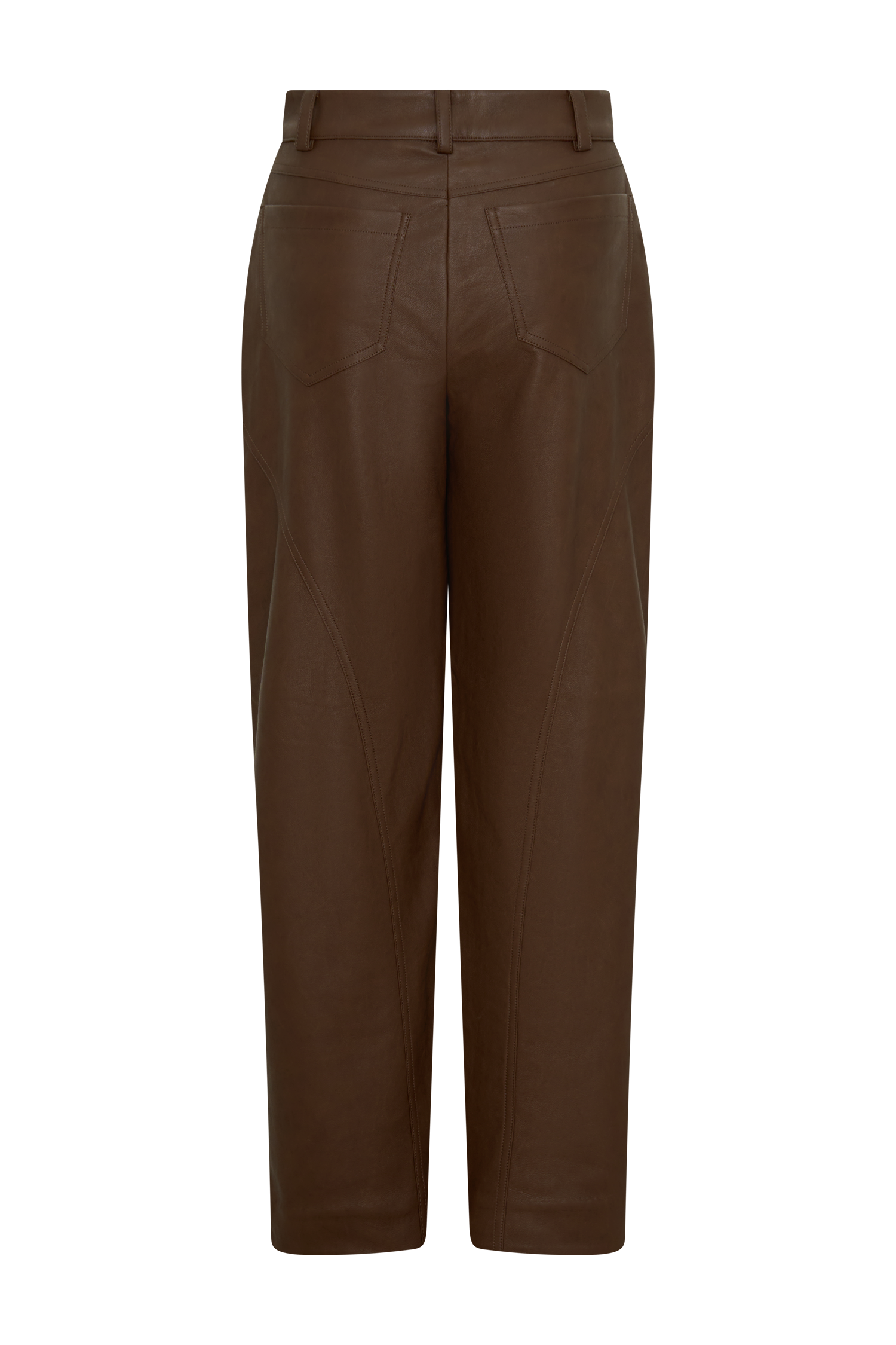 Theo Faux Leather Mid Rise Pants - Dark Chocolate #8