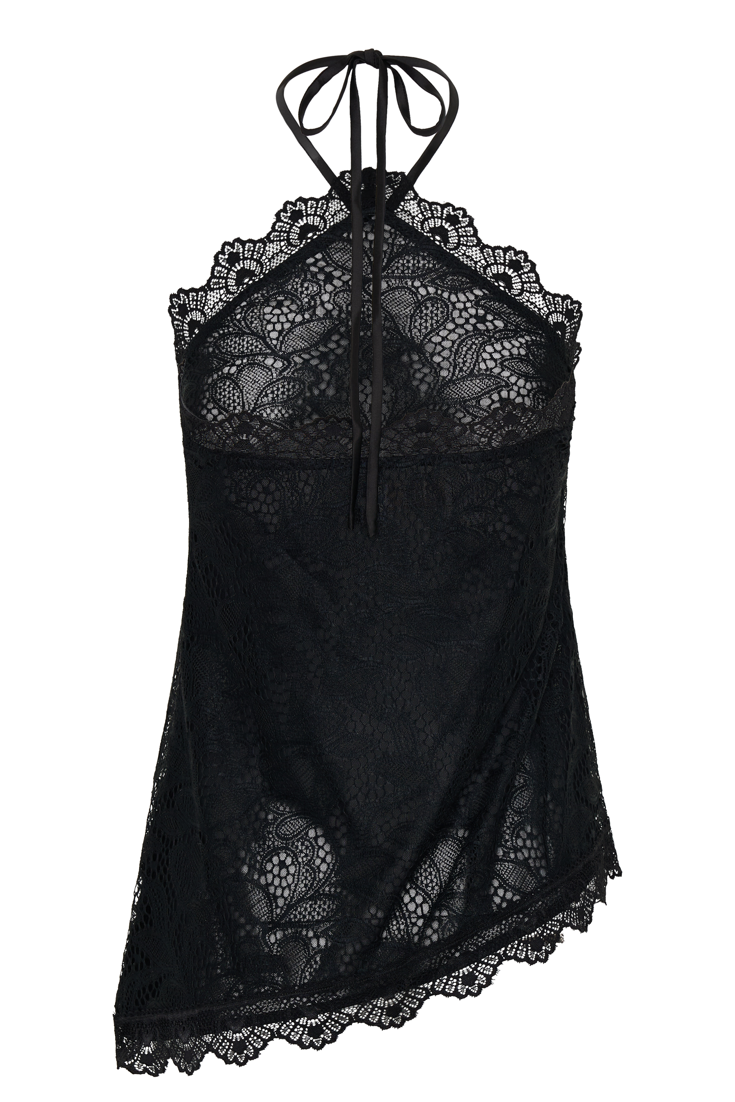 Theodosia Asymmetric Lace Halter Top - Black #12