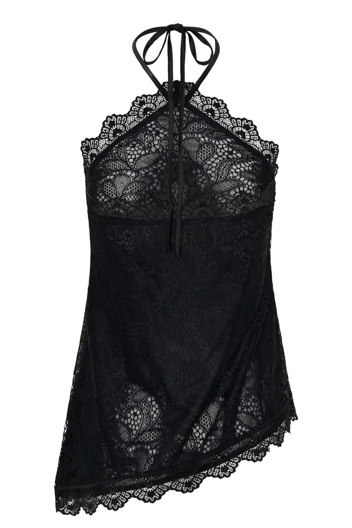 Theodosia Asymmetric Lace Halter Top - Black #12