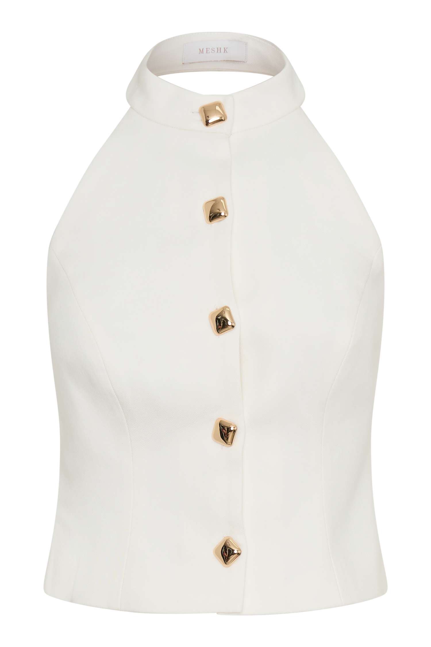 Tiara Halter Neck Suiting Top - White #8