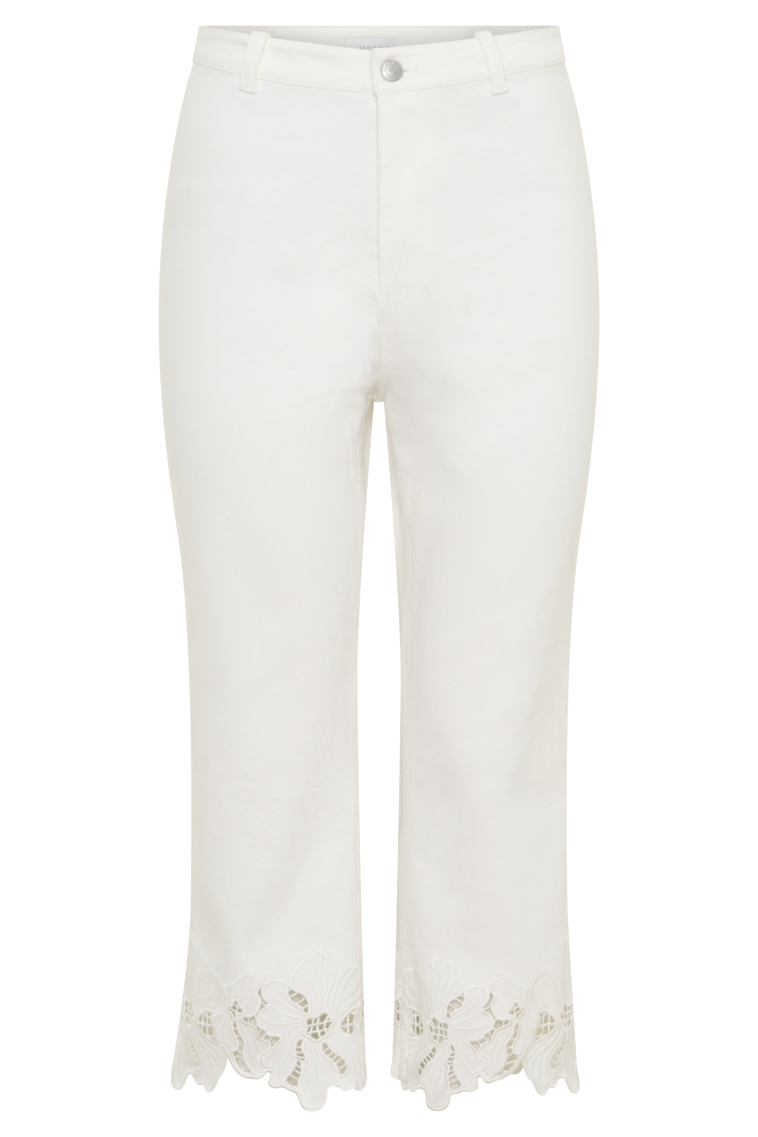 Tillie Flower Embroidery Denim Capris - White #11