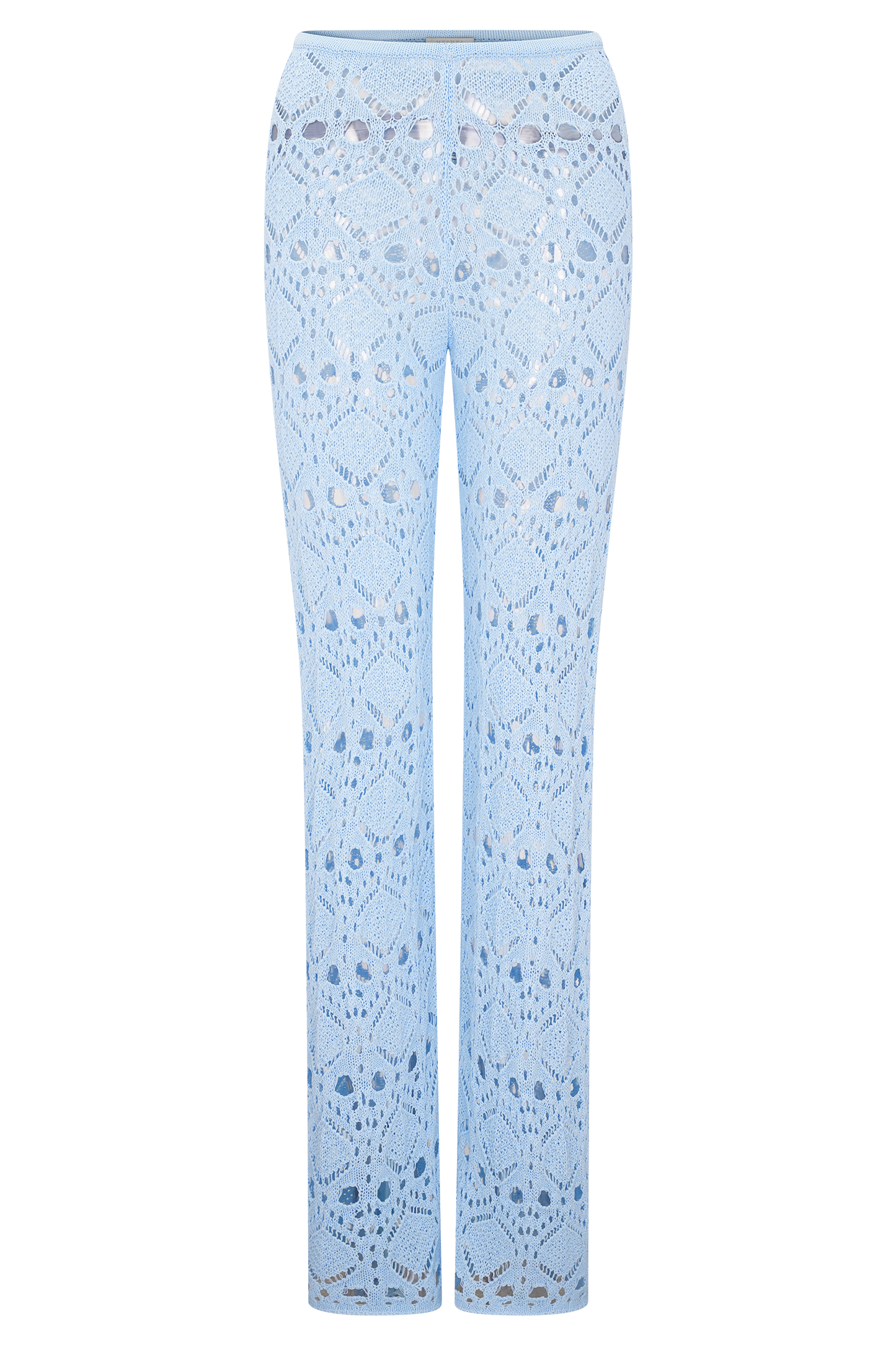 Trena Crochet Knit Pants - Sky Blue