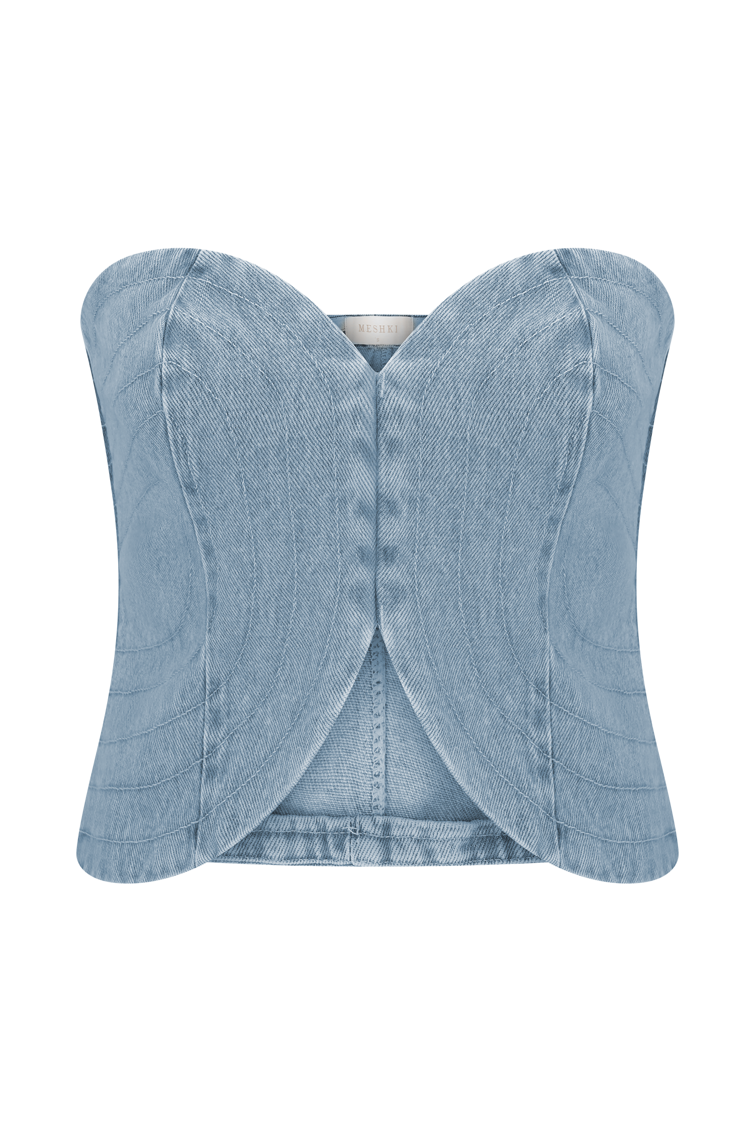 Tully Strapless Topstitch Denim Top - 80'S Blue #8