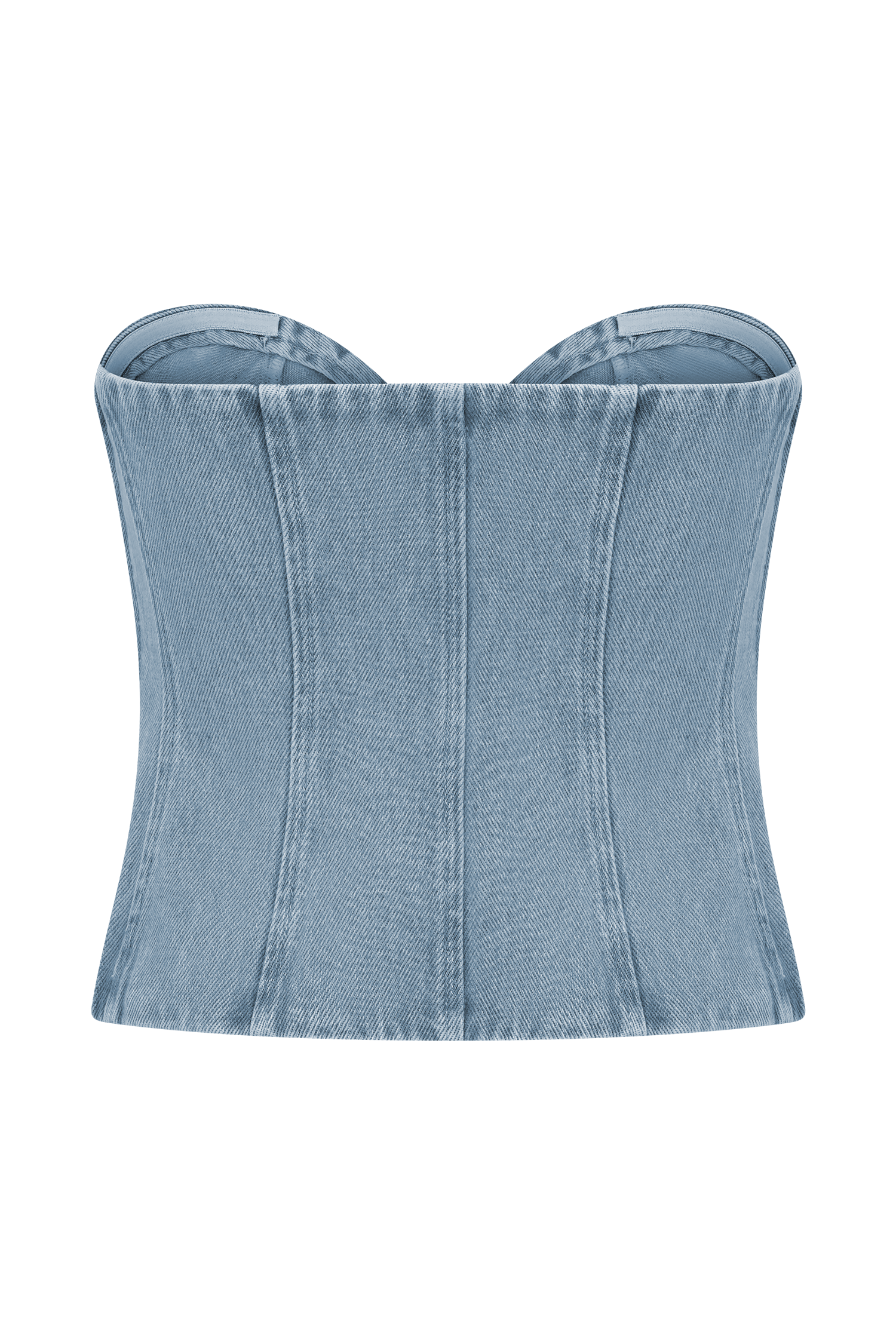 Tully Strapless Topstitch Denim Top - 80'S Blue #7