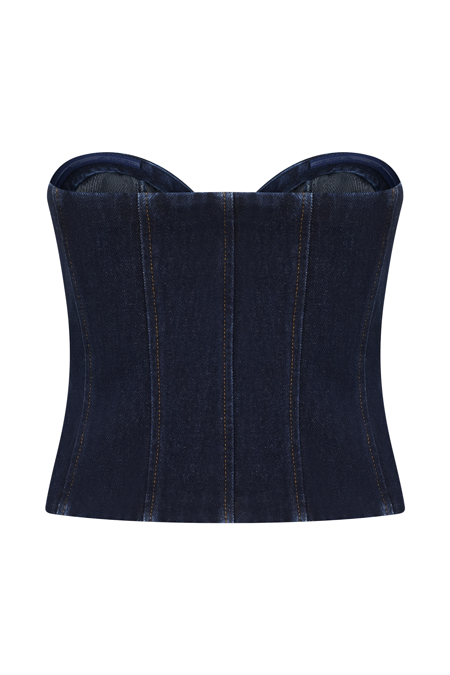 Tully Strapless Topstitch Denim Top - Indigo Blue #8