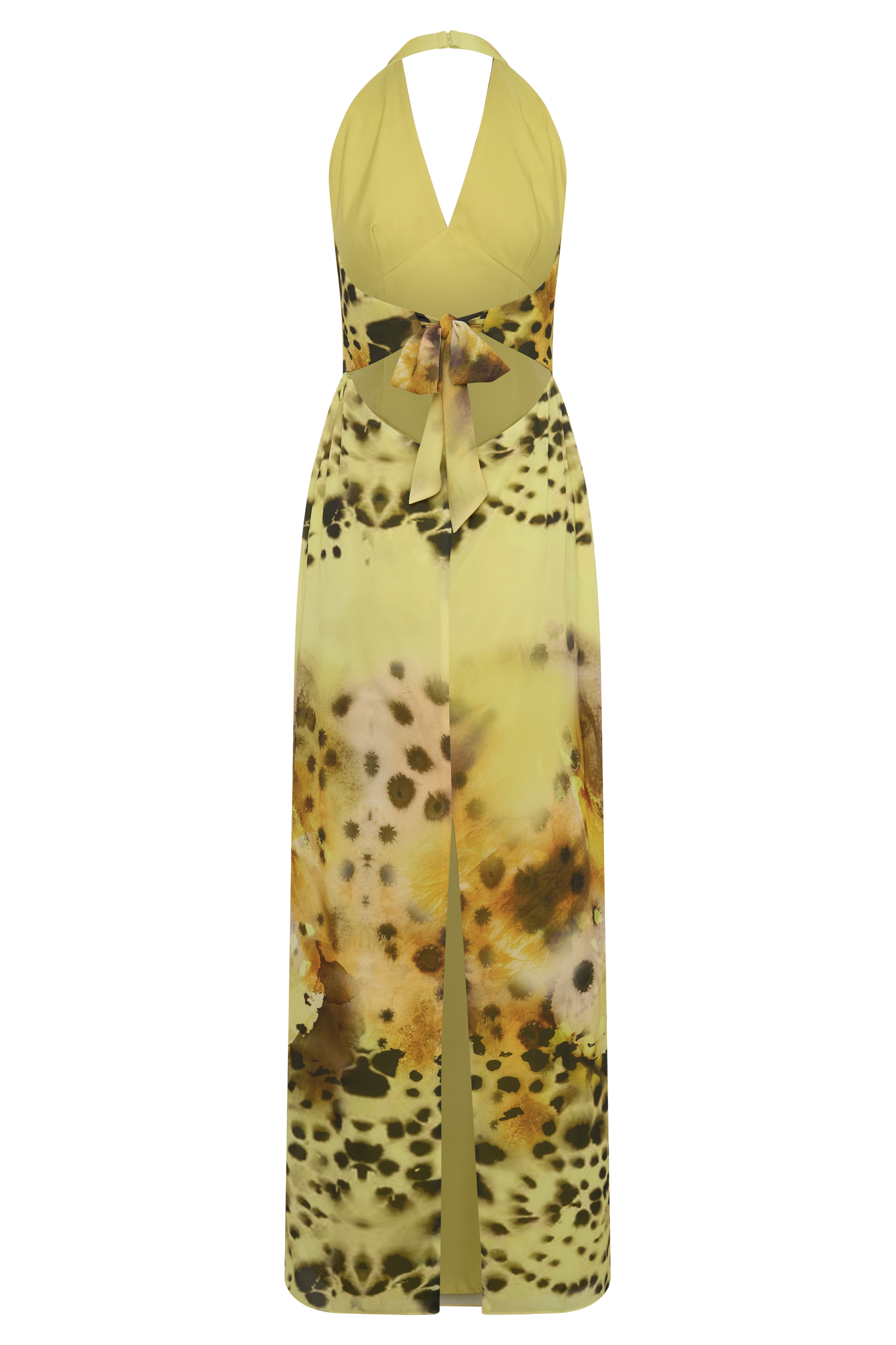 Valentina Chiffon Halter Maxi Dress - Yellow Floral Leopard Print #10