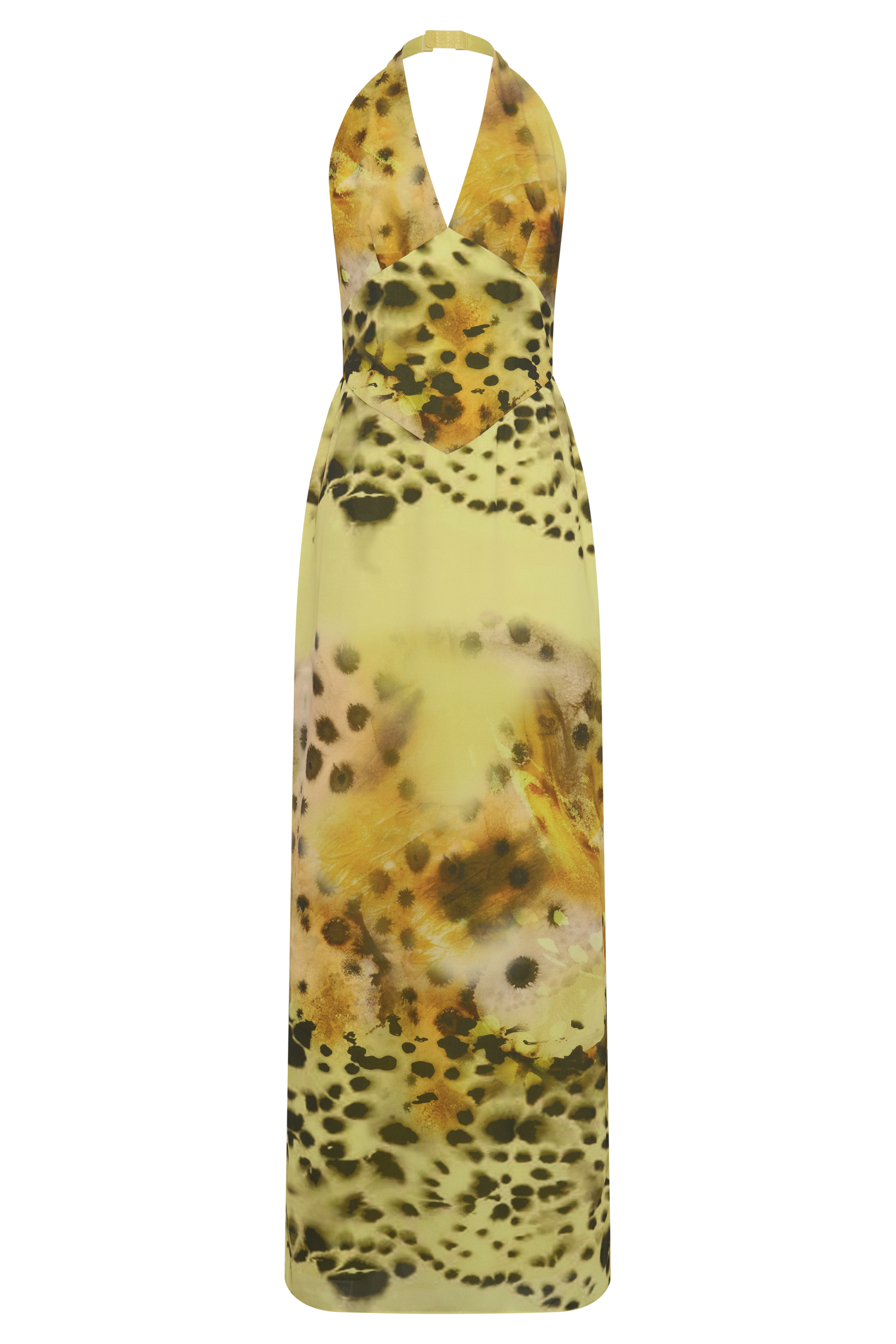 Valentina Chiffon Halter Maxi Dress - Yellow Floral Leopard Print #11