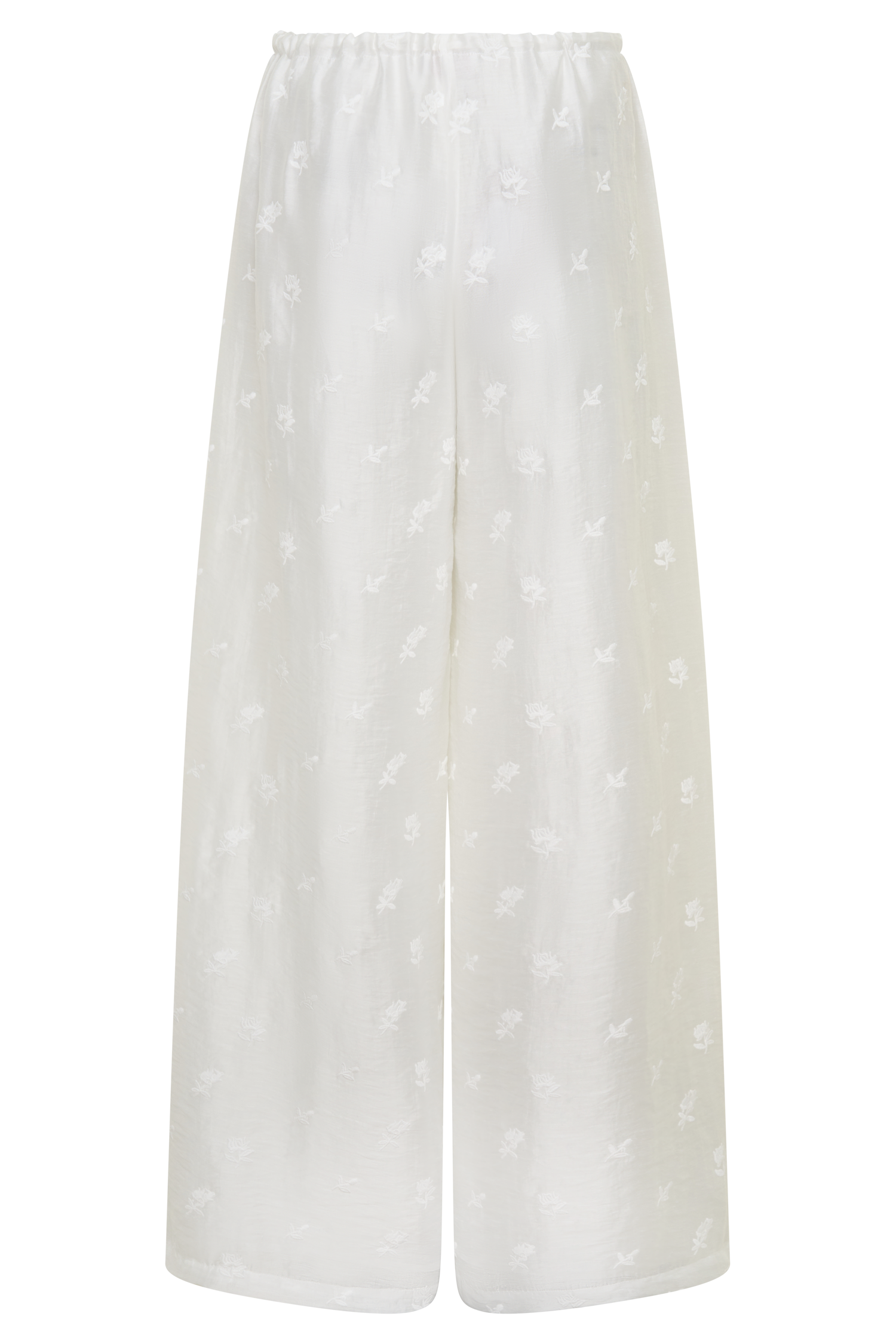 Vivian Tie Waist Embroidered Pant - White #8