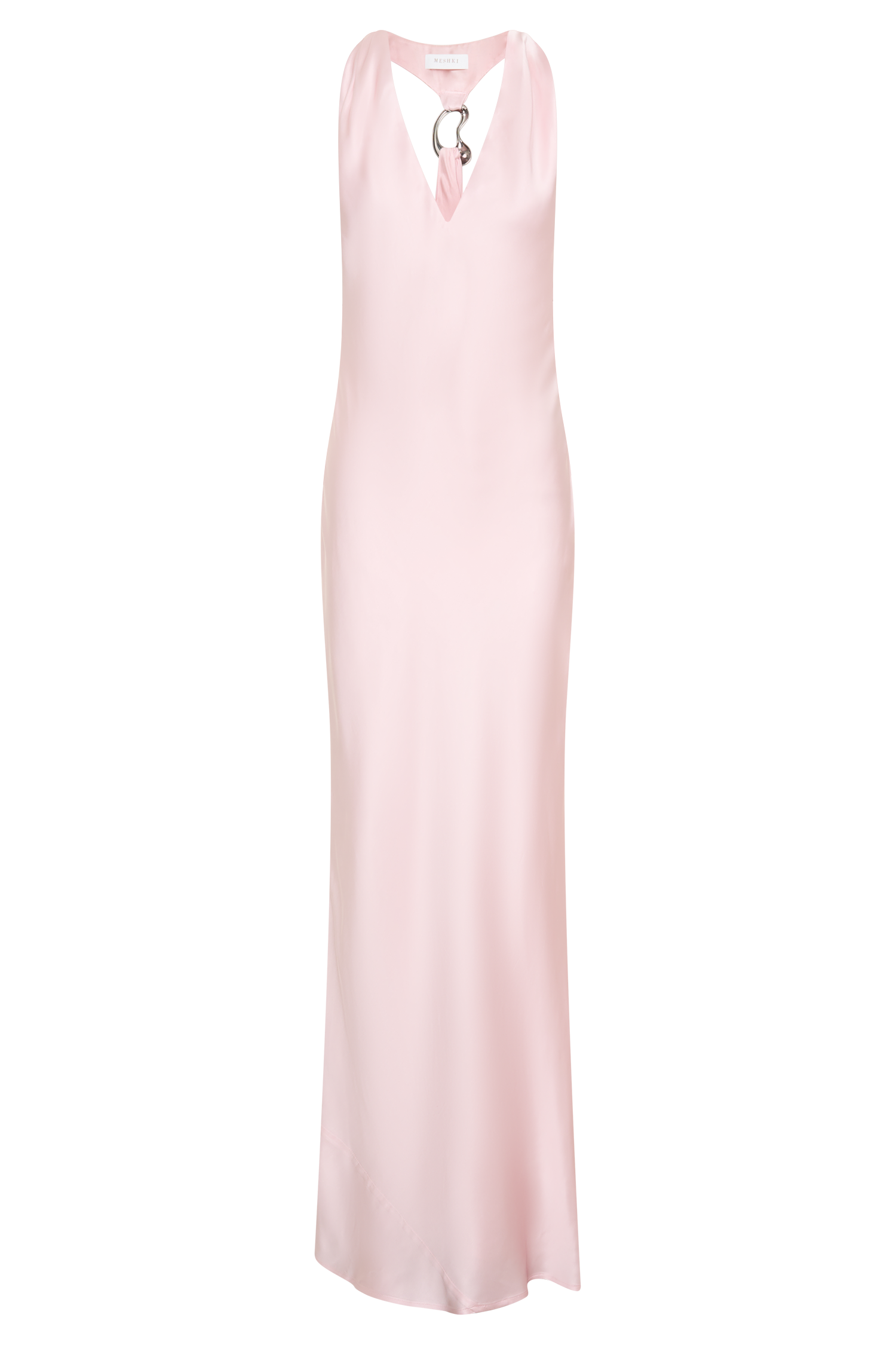 Winnie Halter Satin Maxi Dress With Hardware - Pale Pink #4