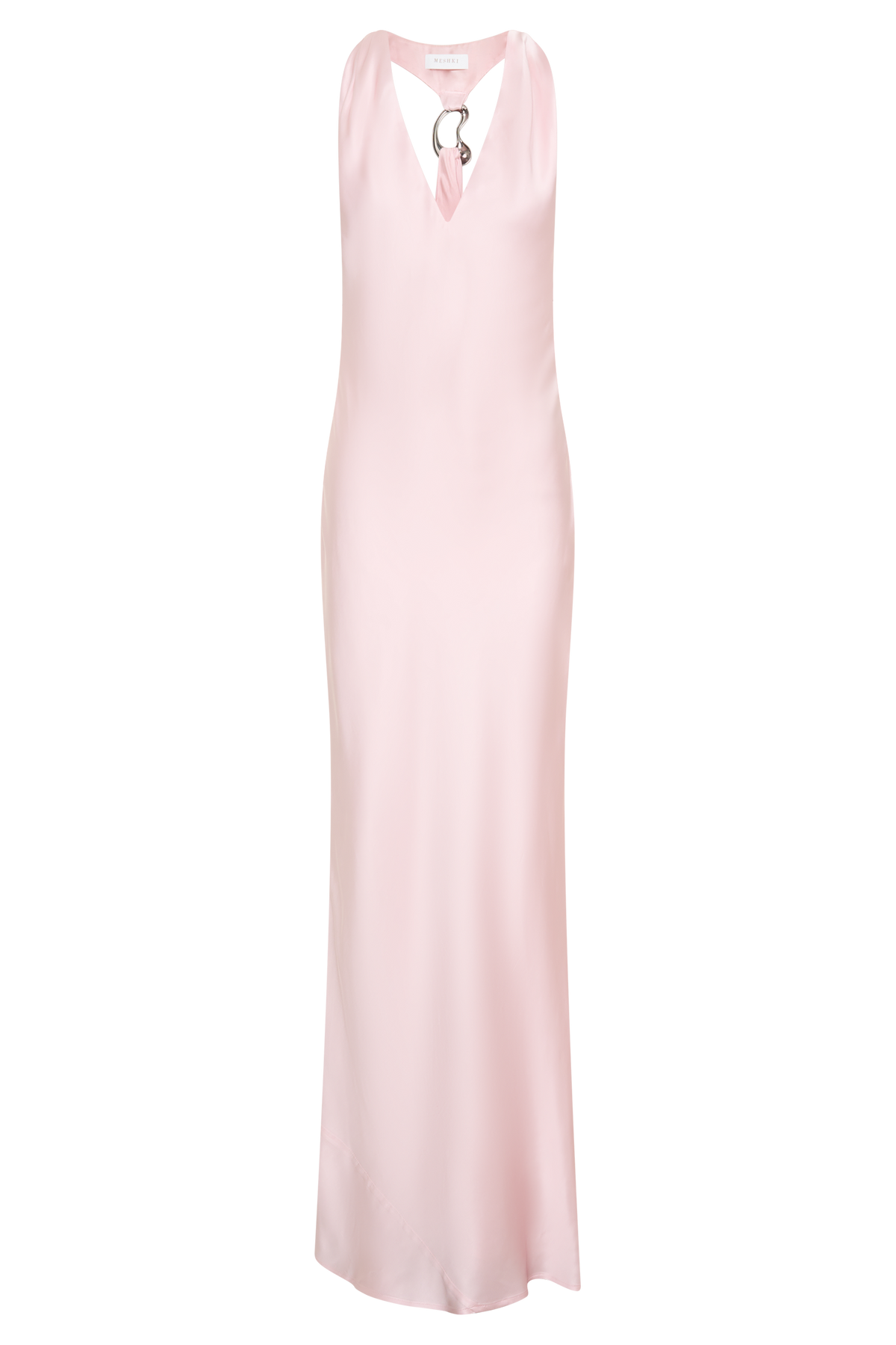 Winnie Halter Satin Maxi Dress With Hardware - Pale Pink #11
