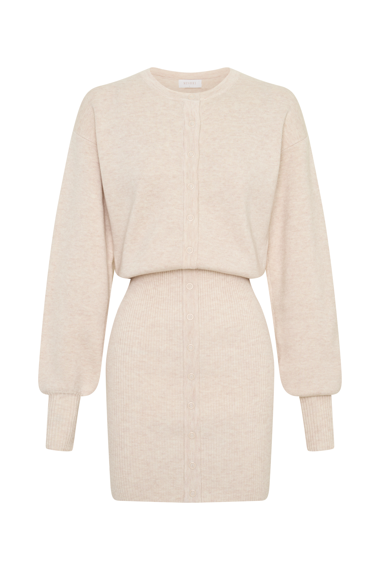 Xaden Wool Mix Knit Mini Dress - Oat Marle #9