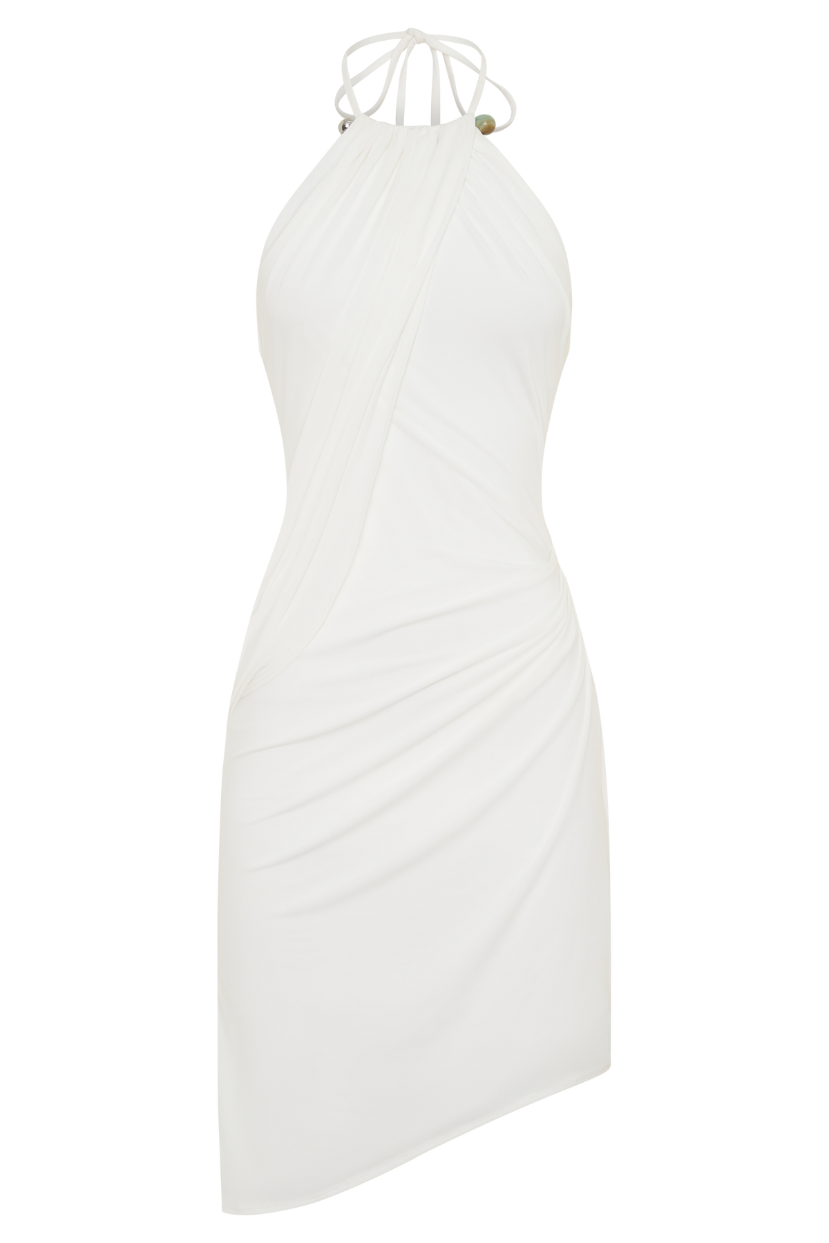 Yuna Draped Hardware Midi Dress - Ivory