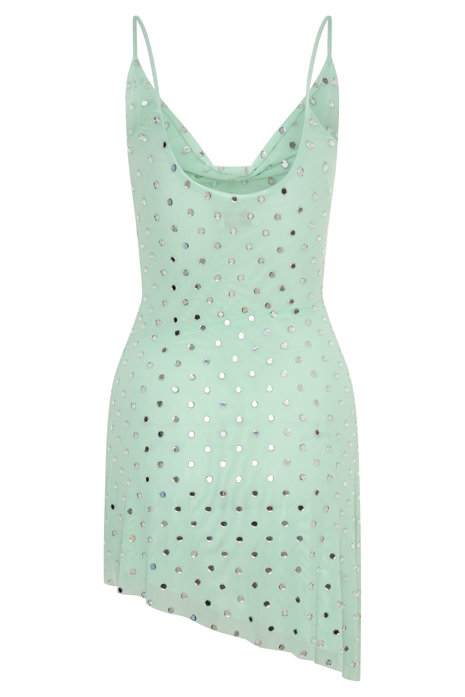 Zahra Diamante Cowl Mini Dress - Mint #10