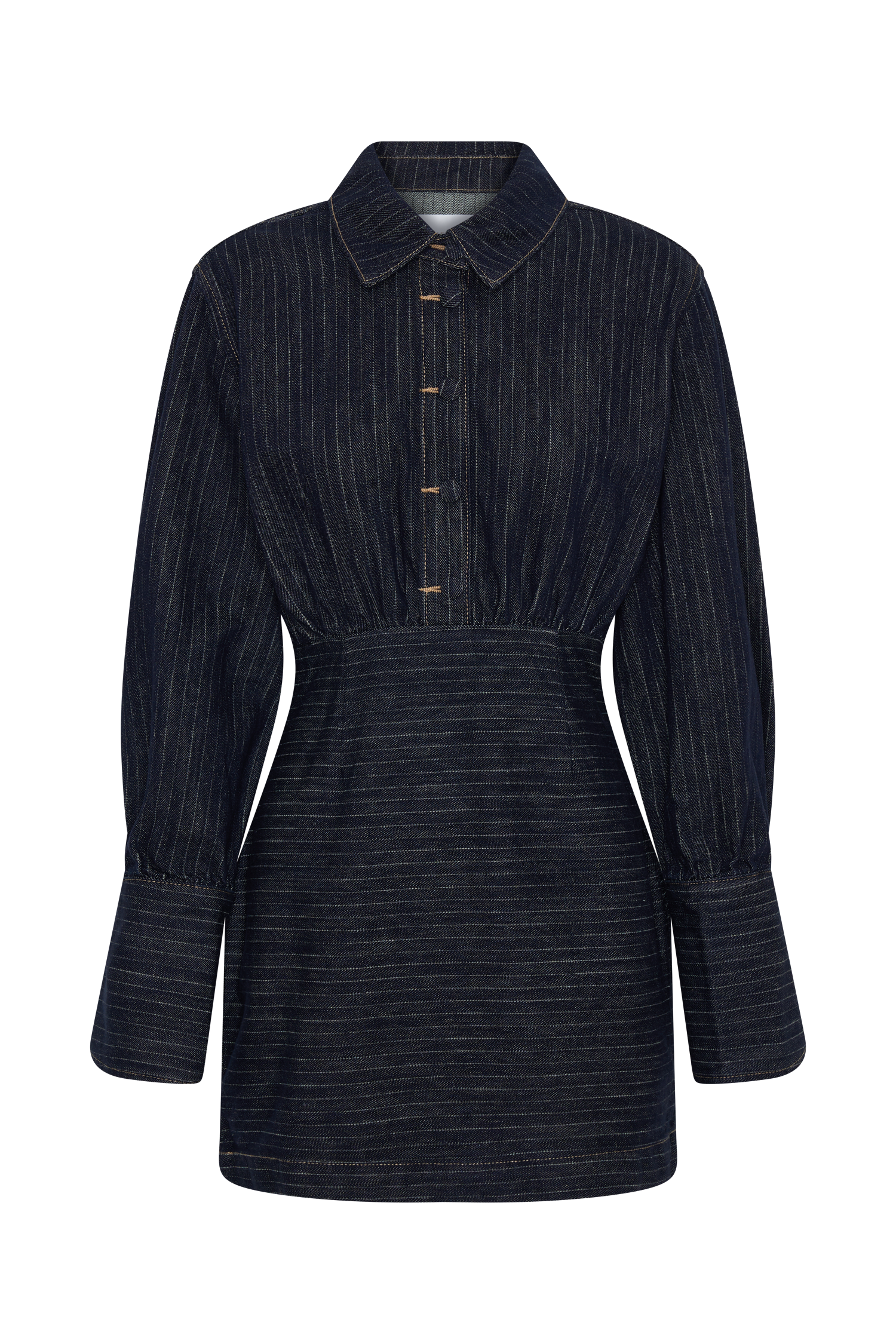 Zarah Denim Long Sleeve Mini Dress - Indigo Pinstripe #7