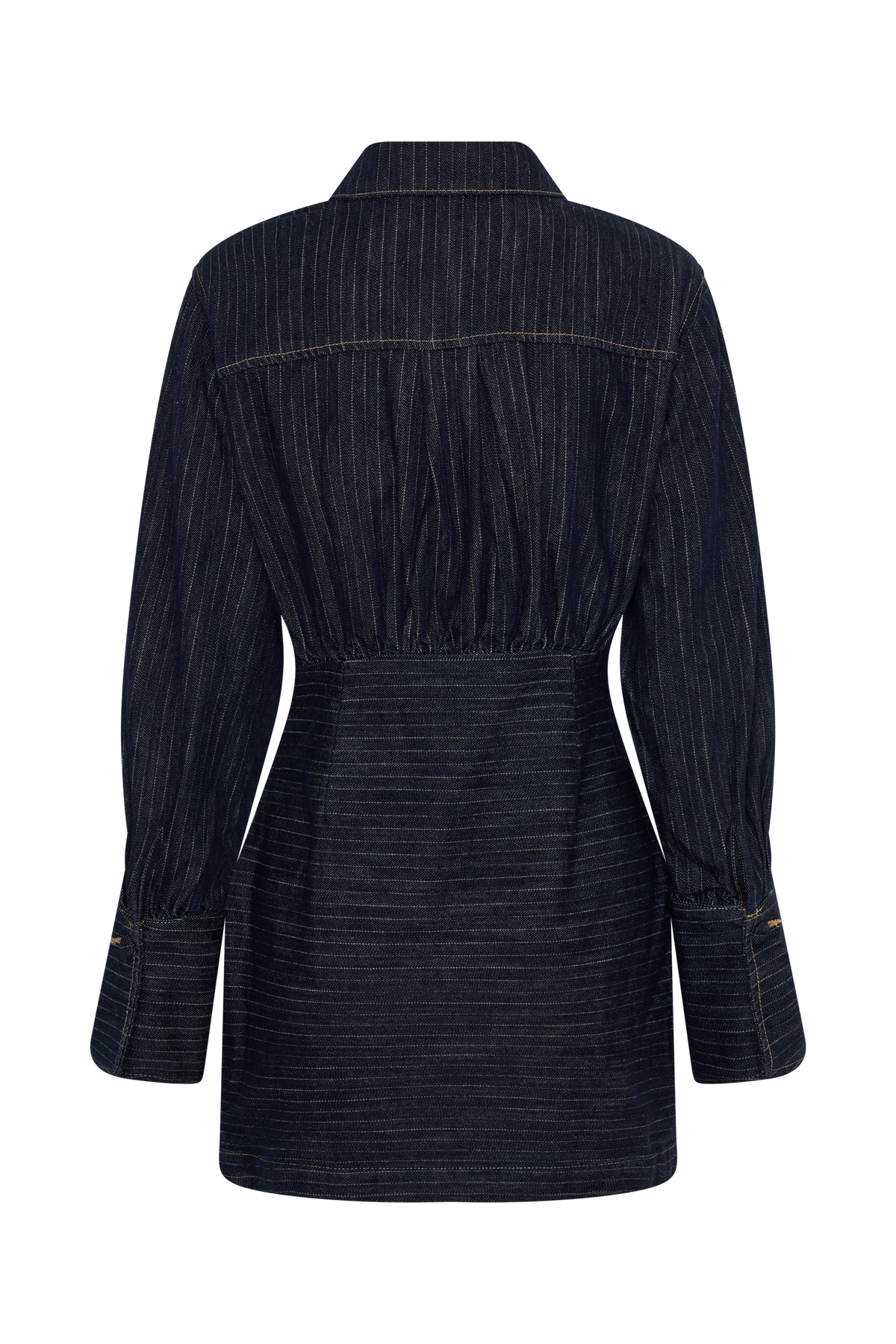 Zarah Denim Long Sleeve Mini Dress - Indigo Pinstripe #6