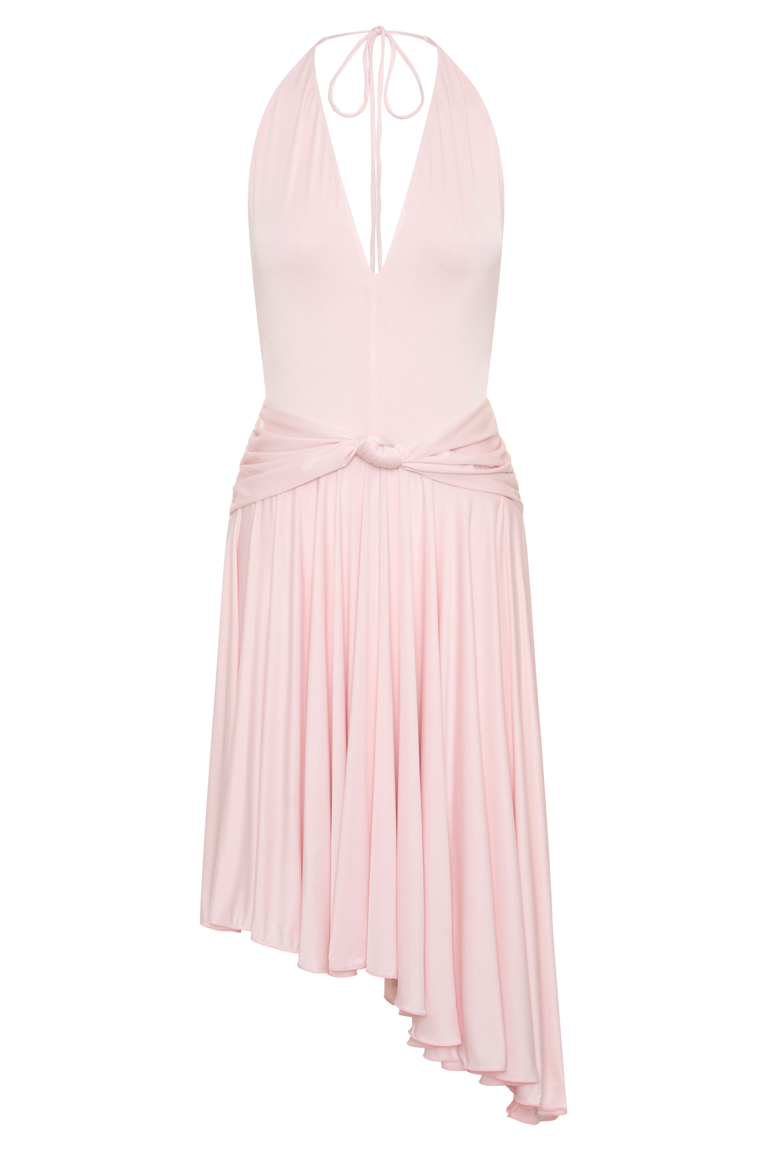 Zelda Asymmetric Slinky Midi Dress - Ballet Pink #7