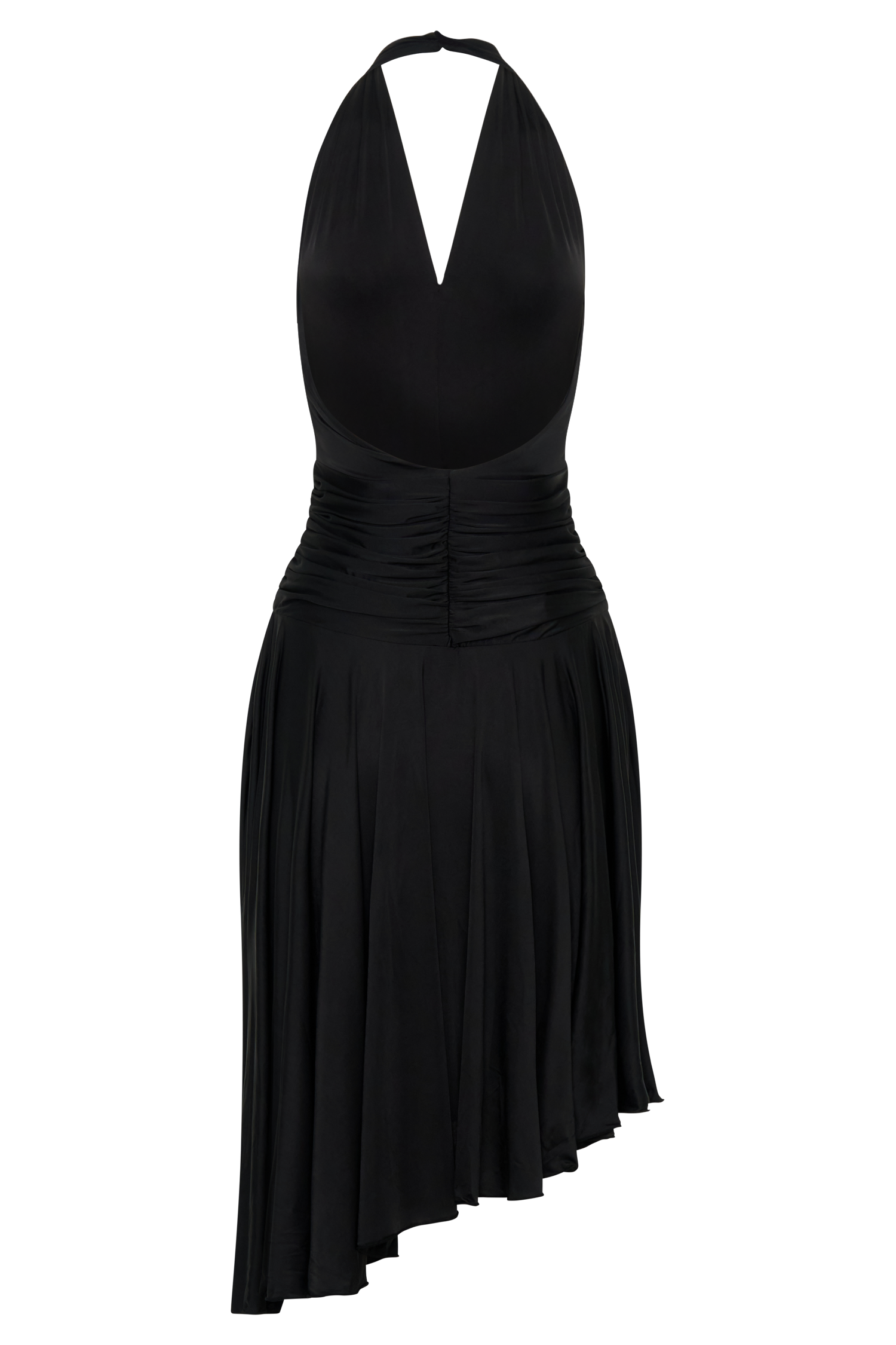Zelda Asymmetric Slinky Midi Dress - Black #6