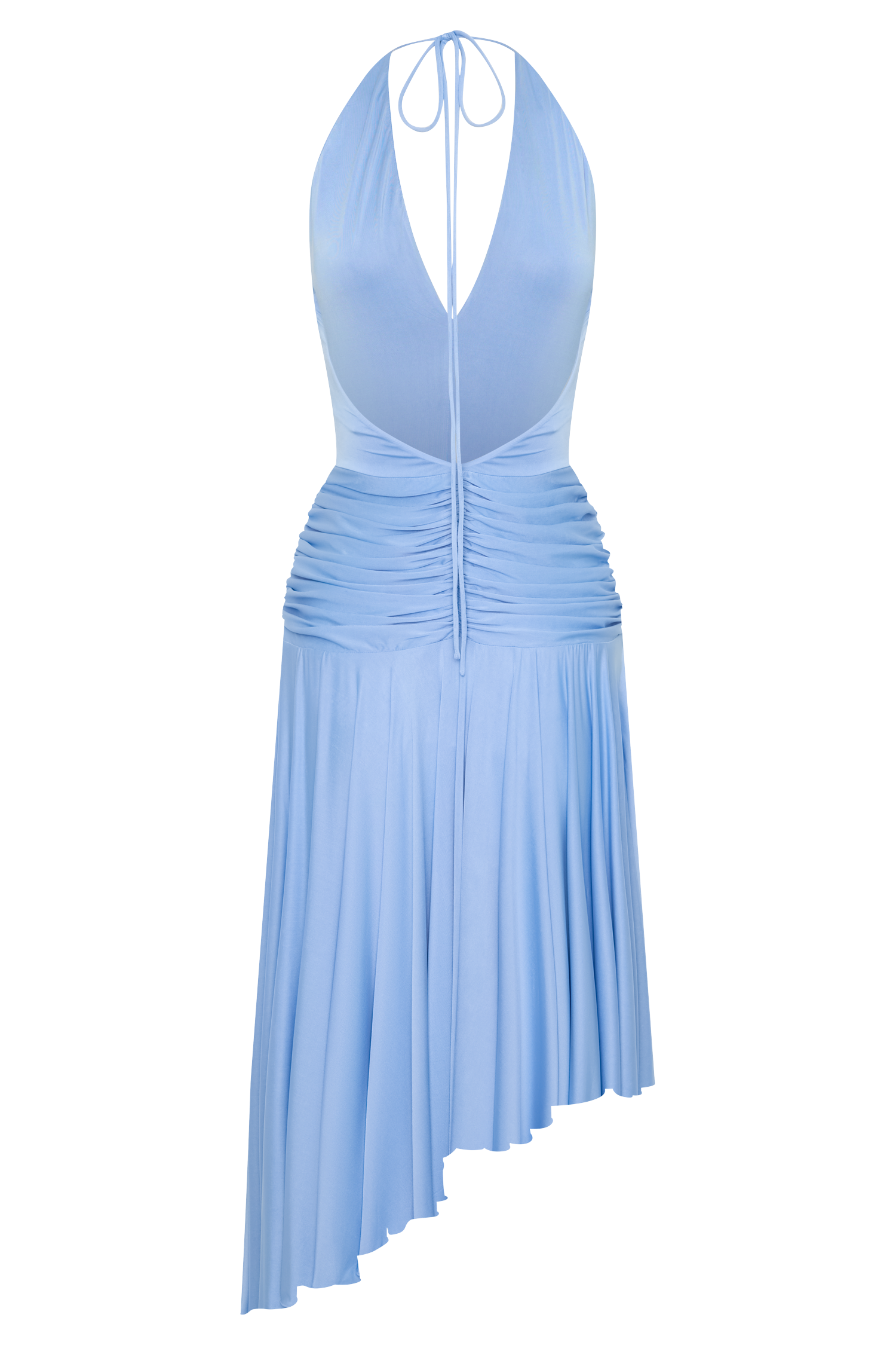 Zelda Asymmetric Slinky Midi Dress - Cornflower Blue #8