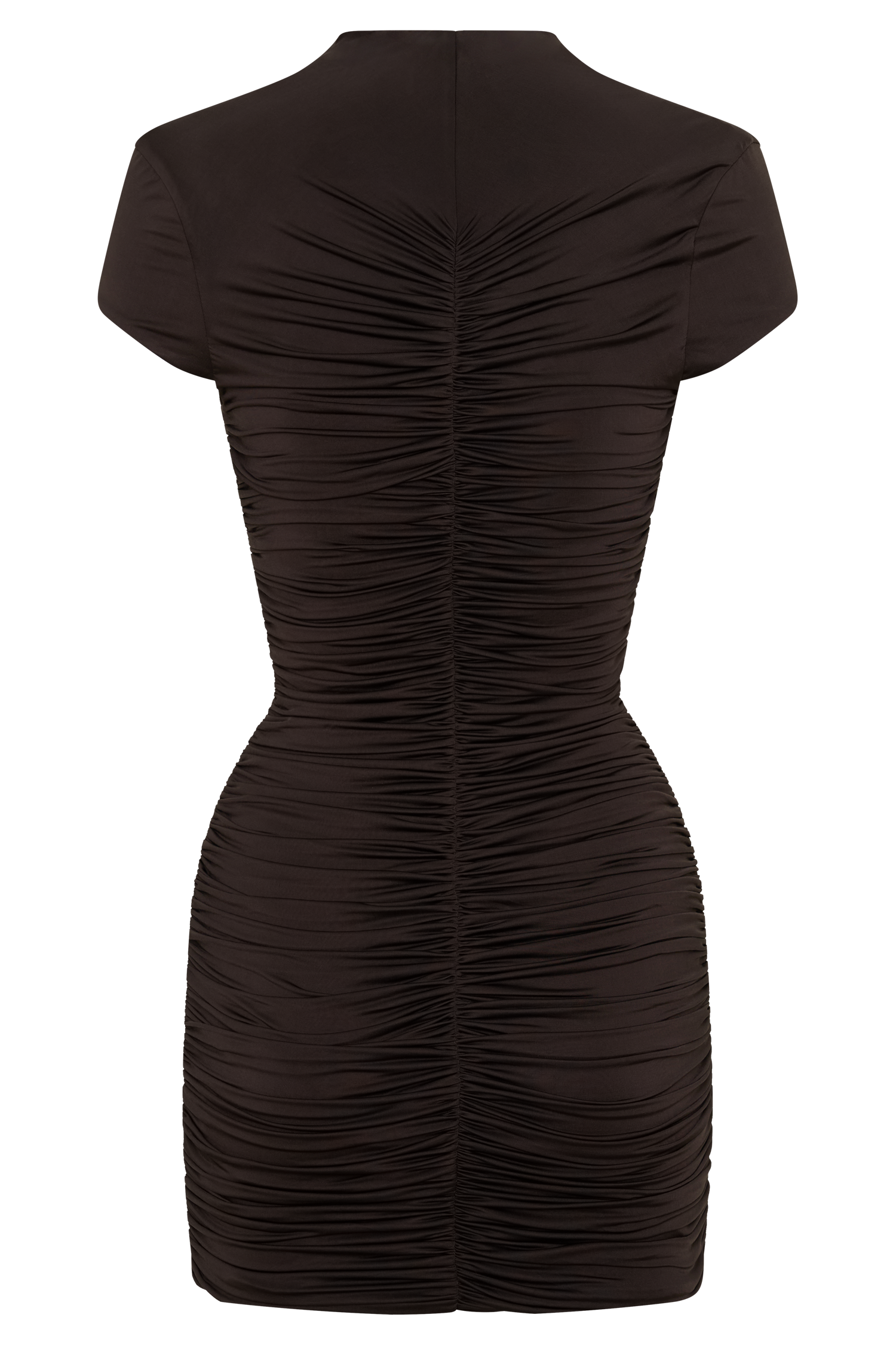 Alphine Gathered Short Sleeve Mini Dress - Chocolate #6