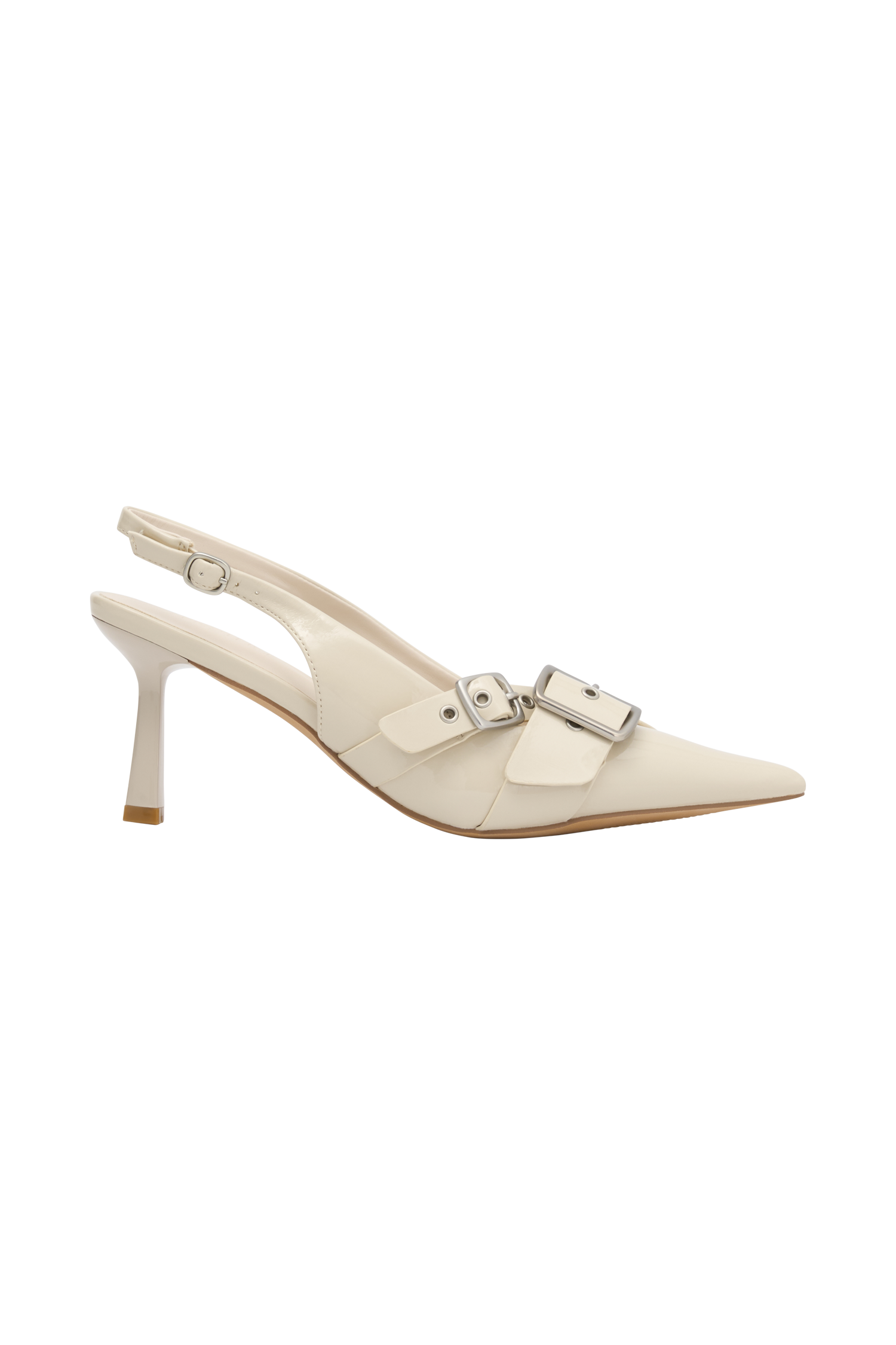 Hadley Buckle Sling Back Heels - Ivory #8