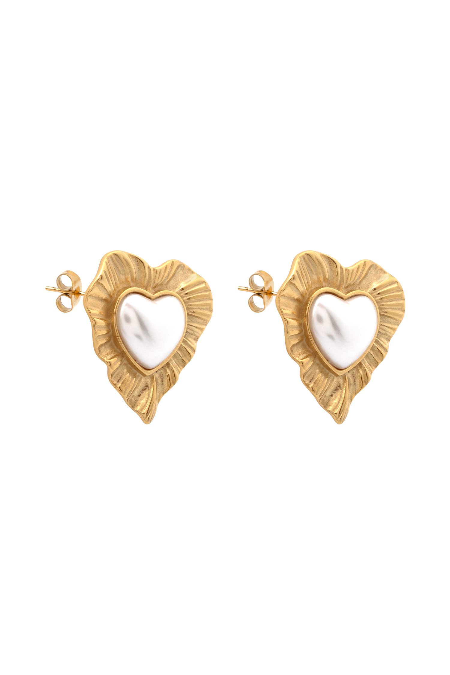 Heart To Heart Pearl Earrings - Gold #6