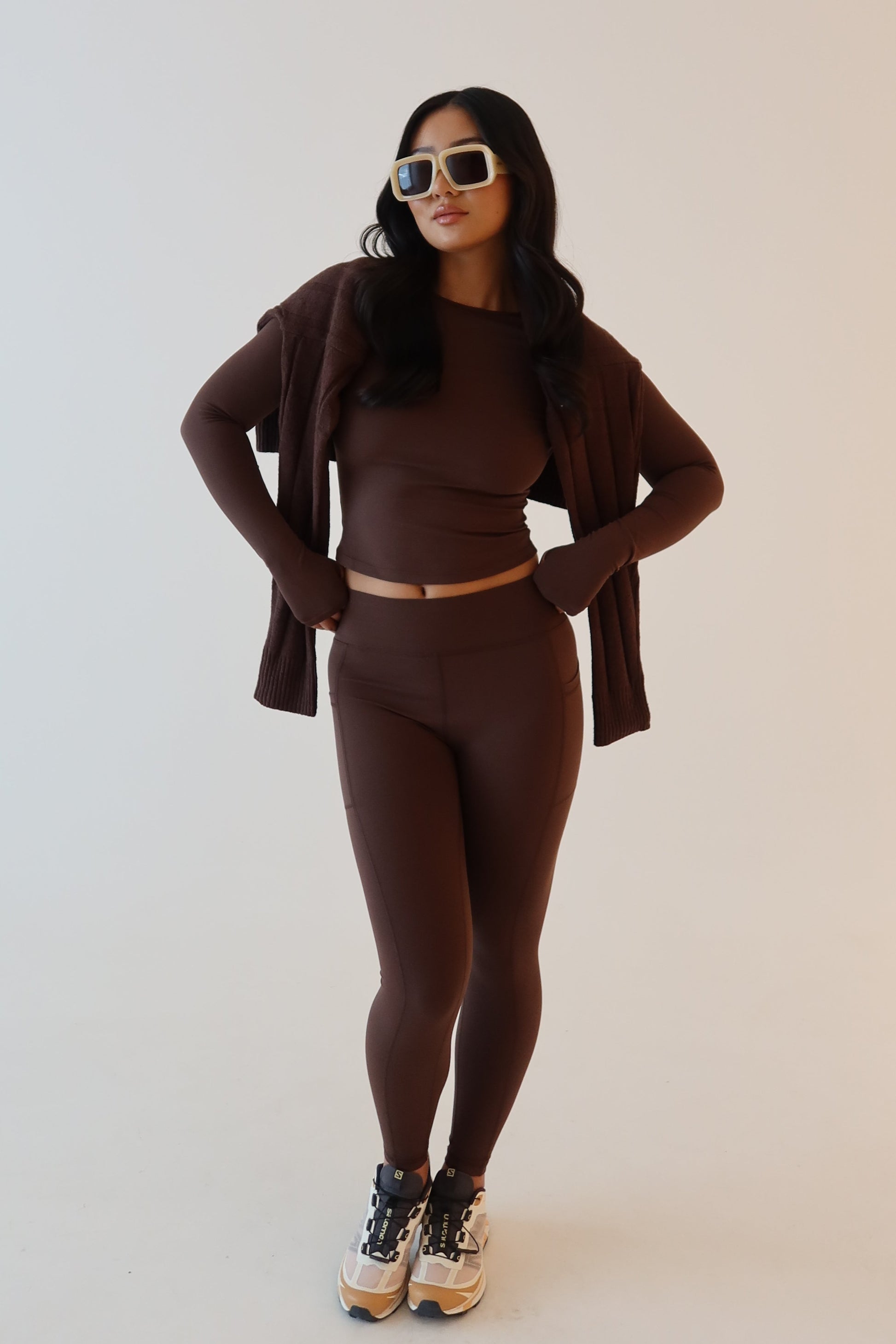 Briar V Back Leggings With Pockets - Dark Chocolate #14