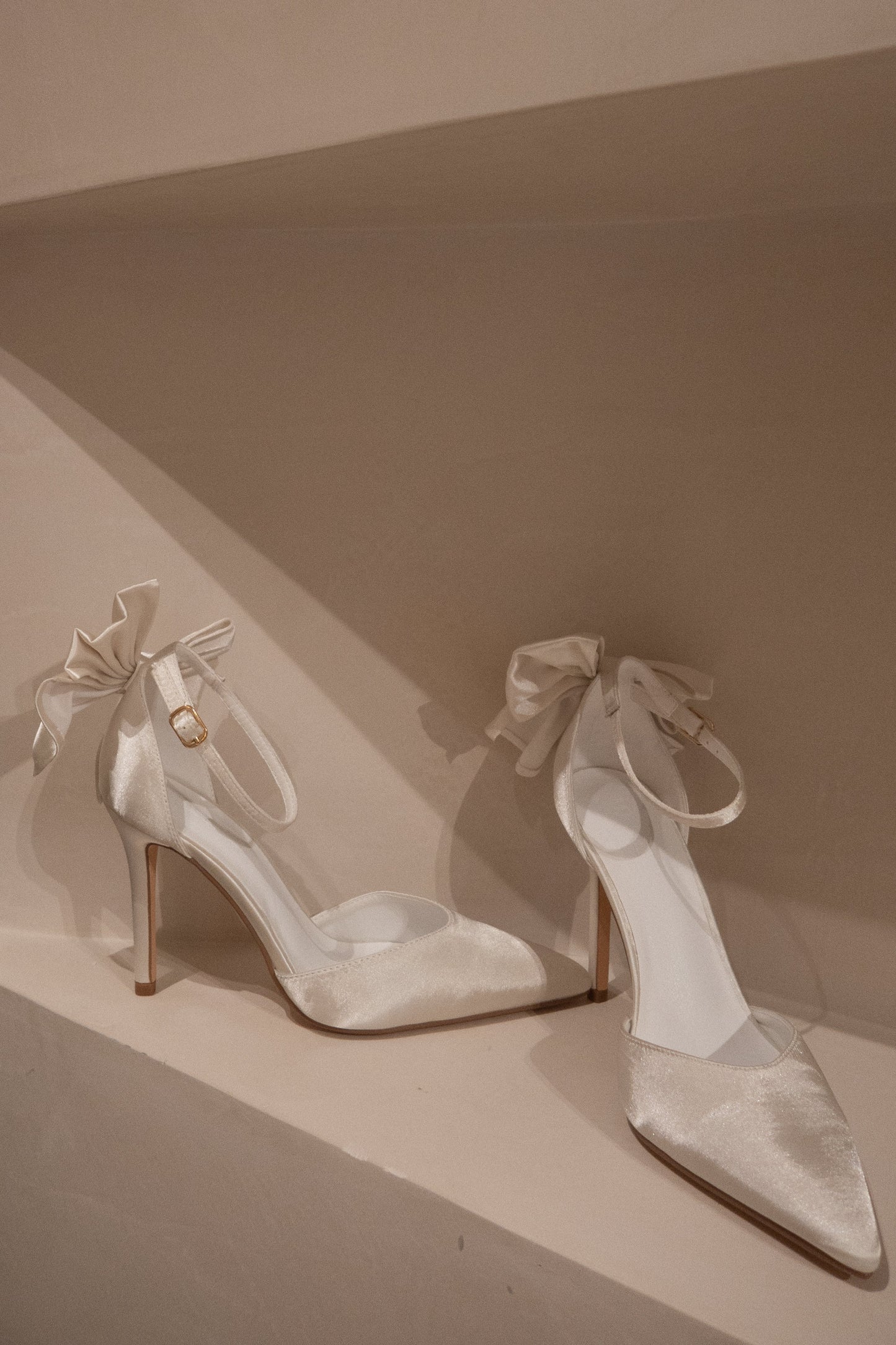 Charmed Satin Bow Heel - White