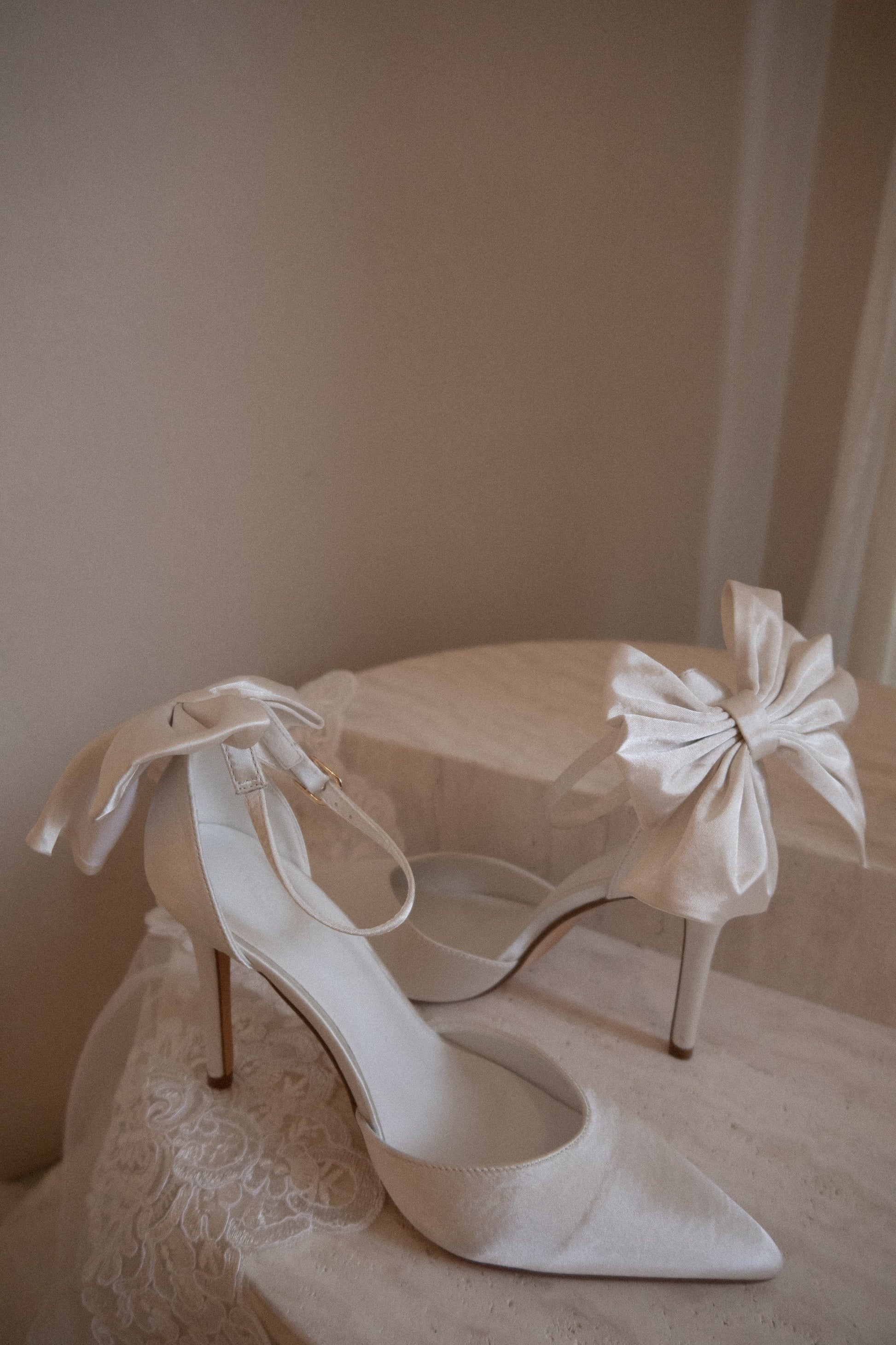 Charmed Satin Bow Heel - White #2