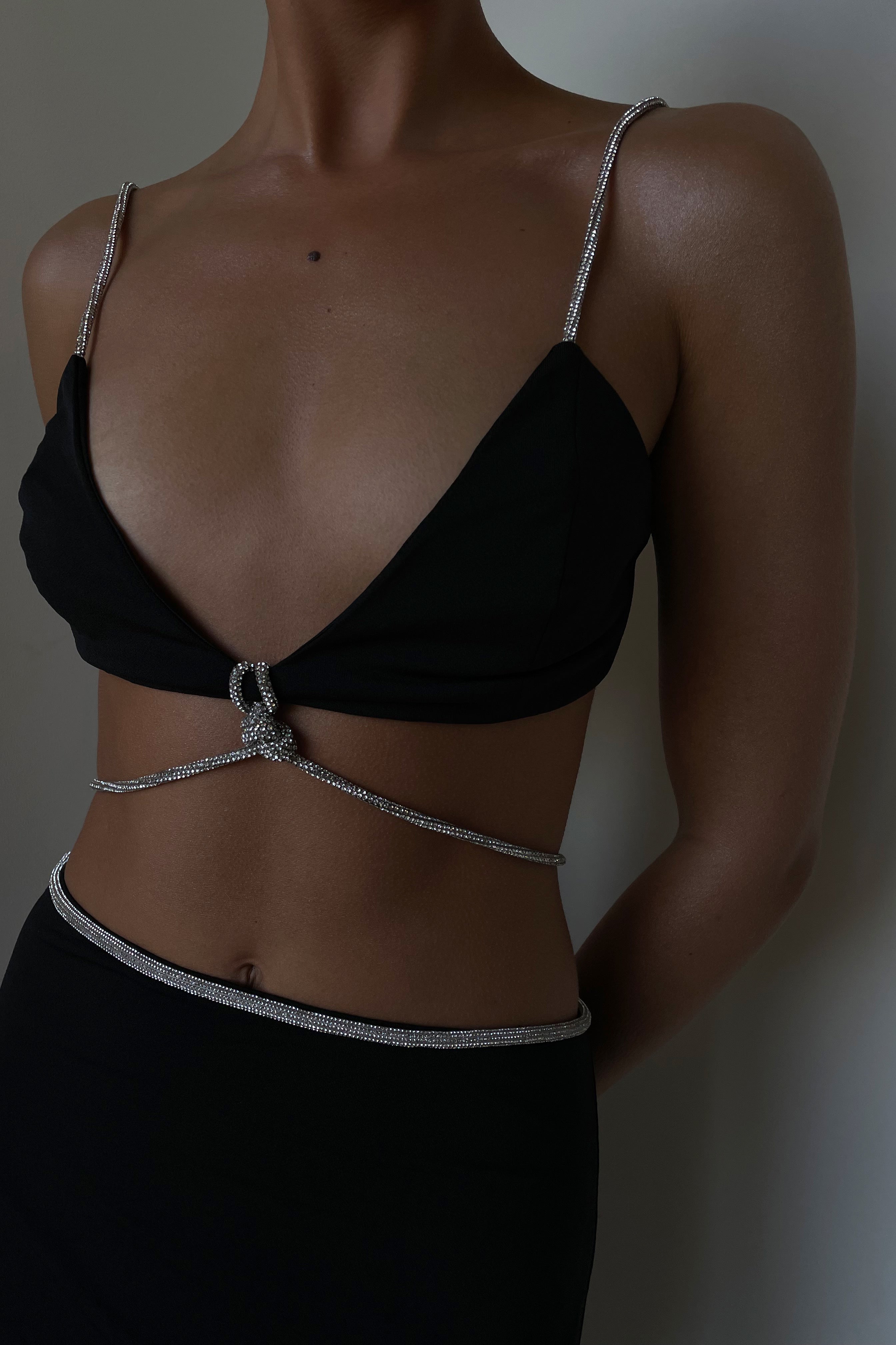 Sweeney Diamante Bralette Top Black