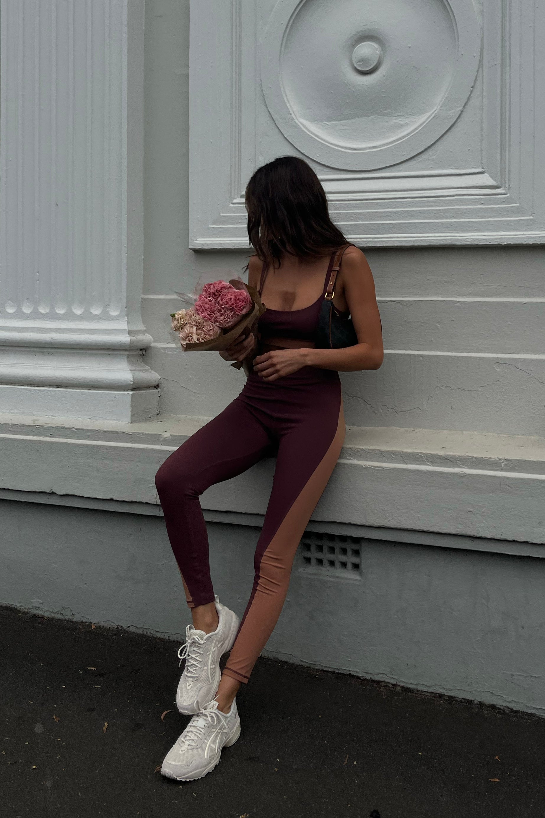 Libby Two Tone Panel Leggings - Mahogany/Tan #2