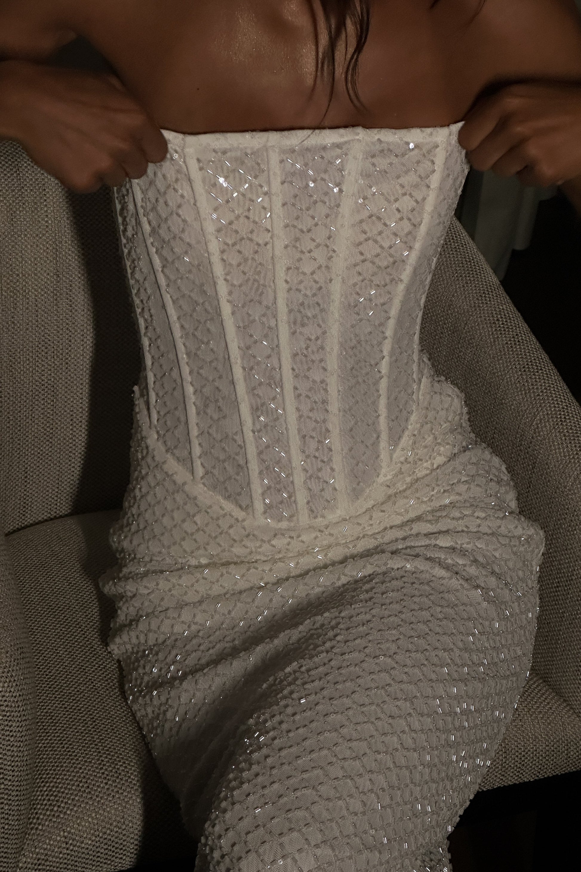 Gemma Strapless Sequin Maxi Dress - White #3