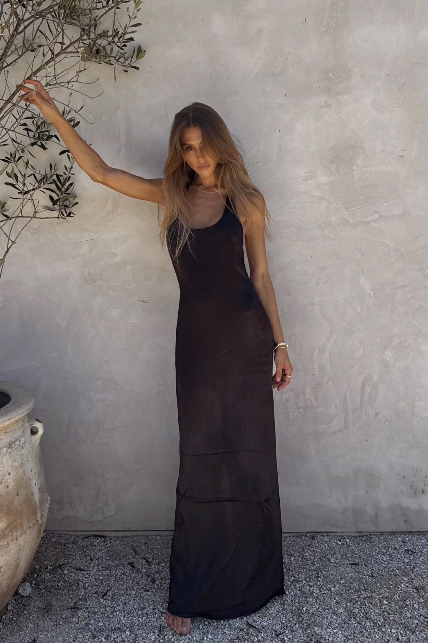 Jacquelyn Racerback Maxi Dress - Black