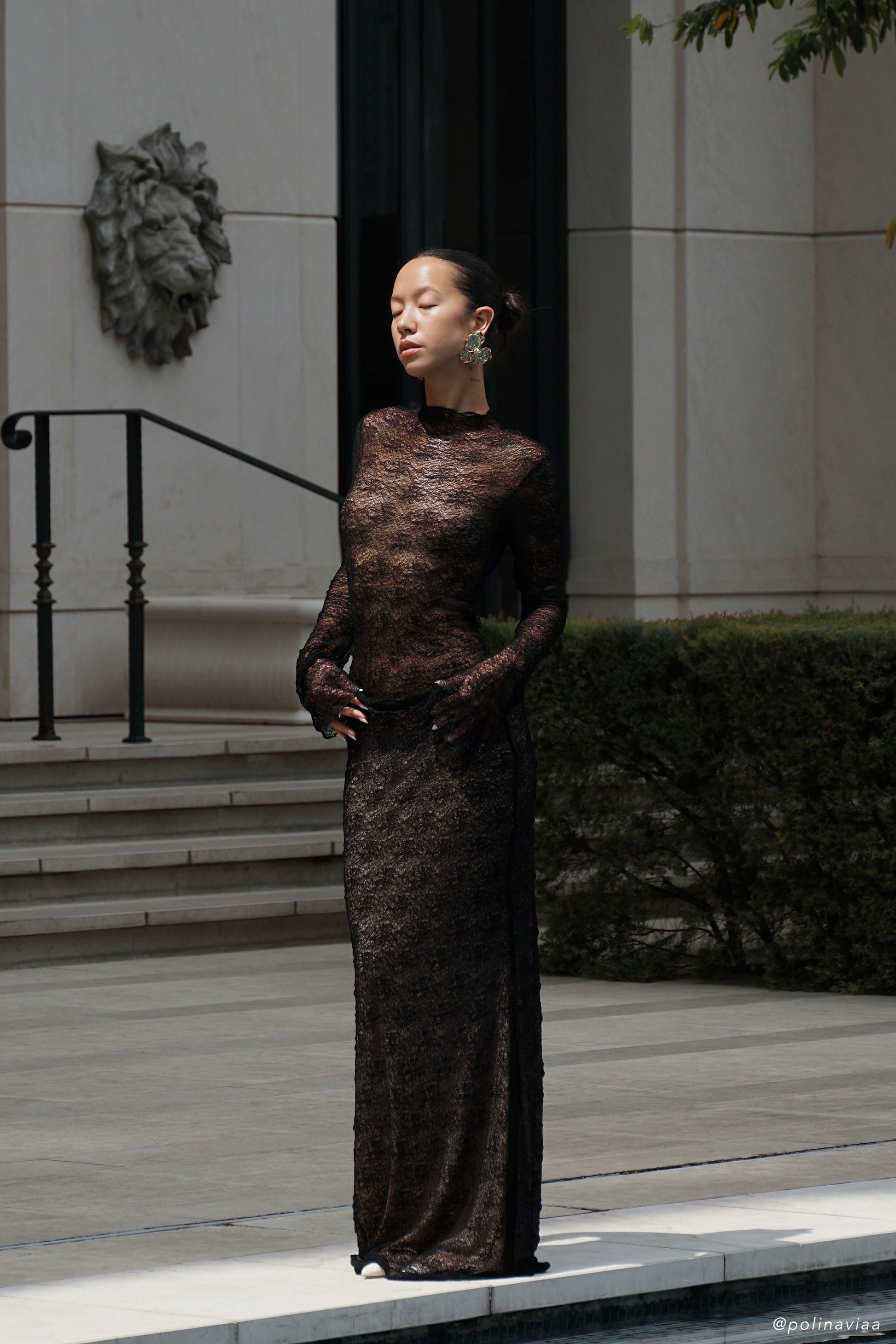 Robyn Sheer Lace Maxi Skirt - Black #9