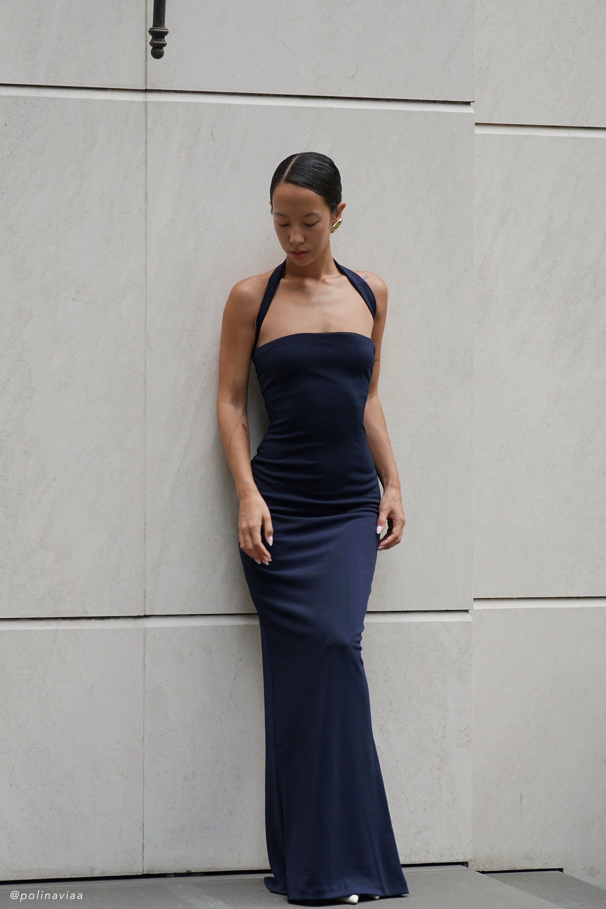 Velma Halter Collar Maxi Dress - Dark Navy #5