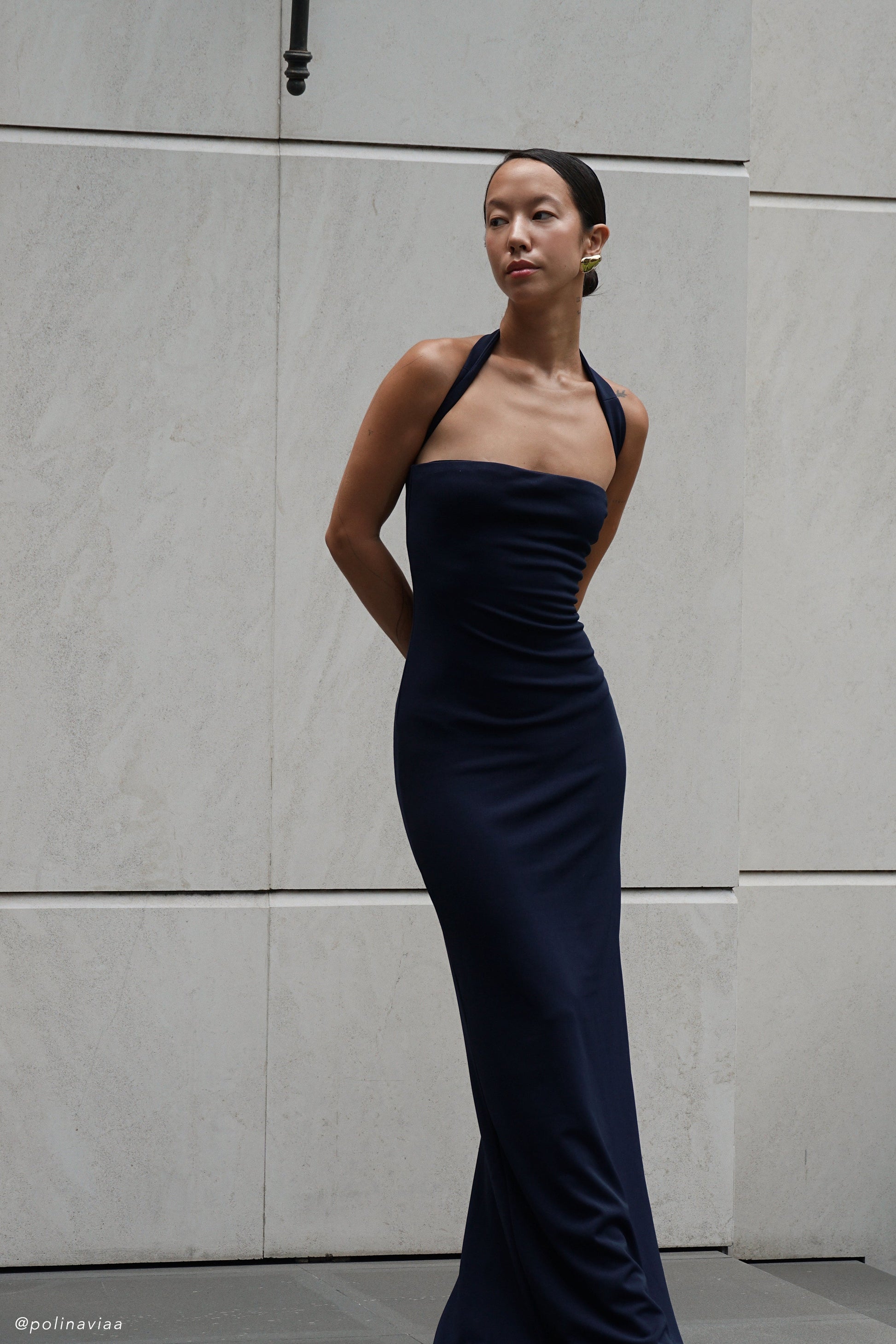 Velma Halter Collar Maxi Dress - Dark Navy #7
