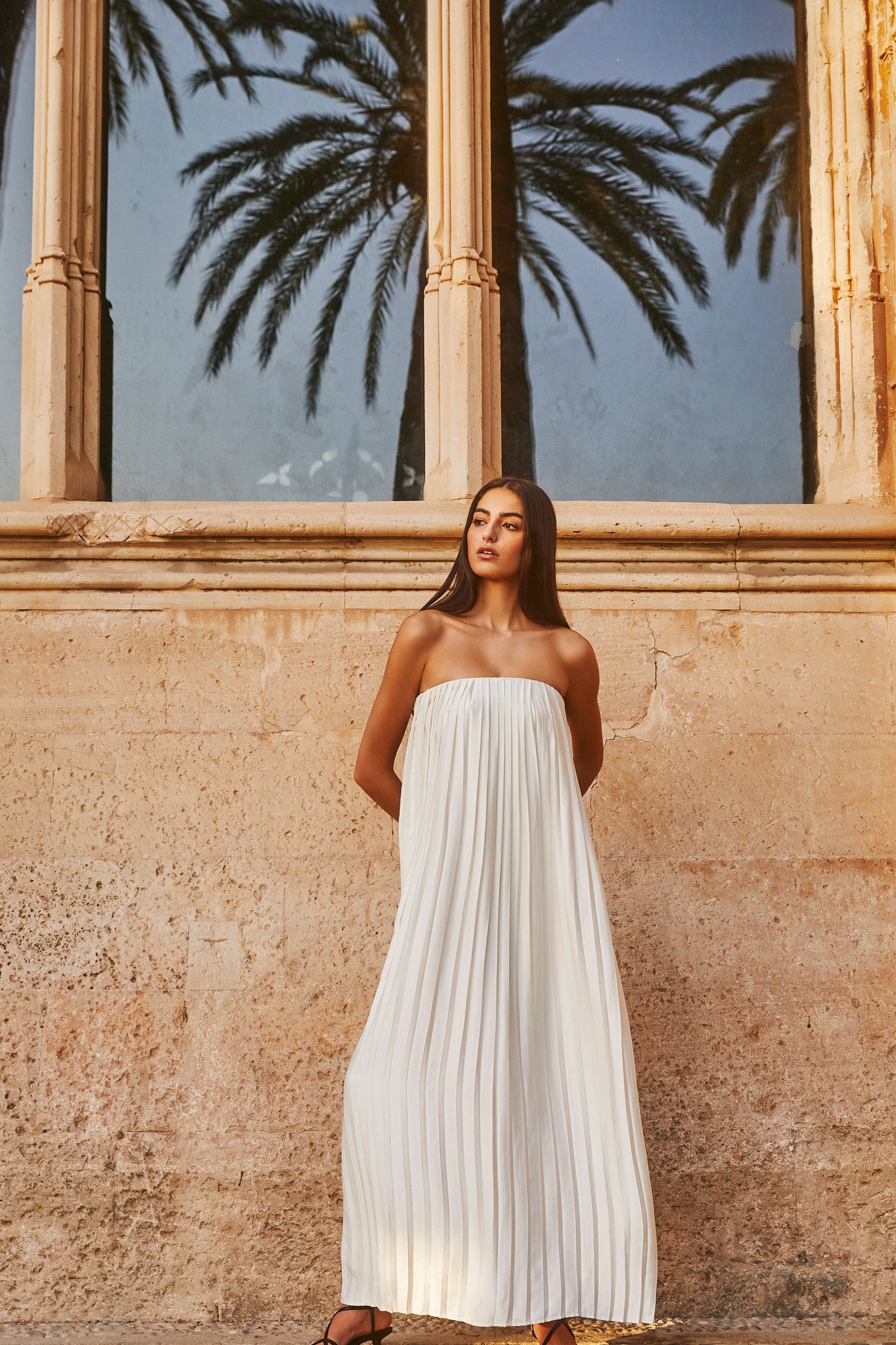 Myrah Plisse Strapless Maxi Dress - Ivory #4