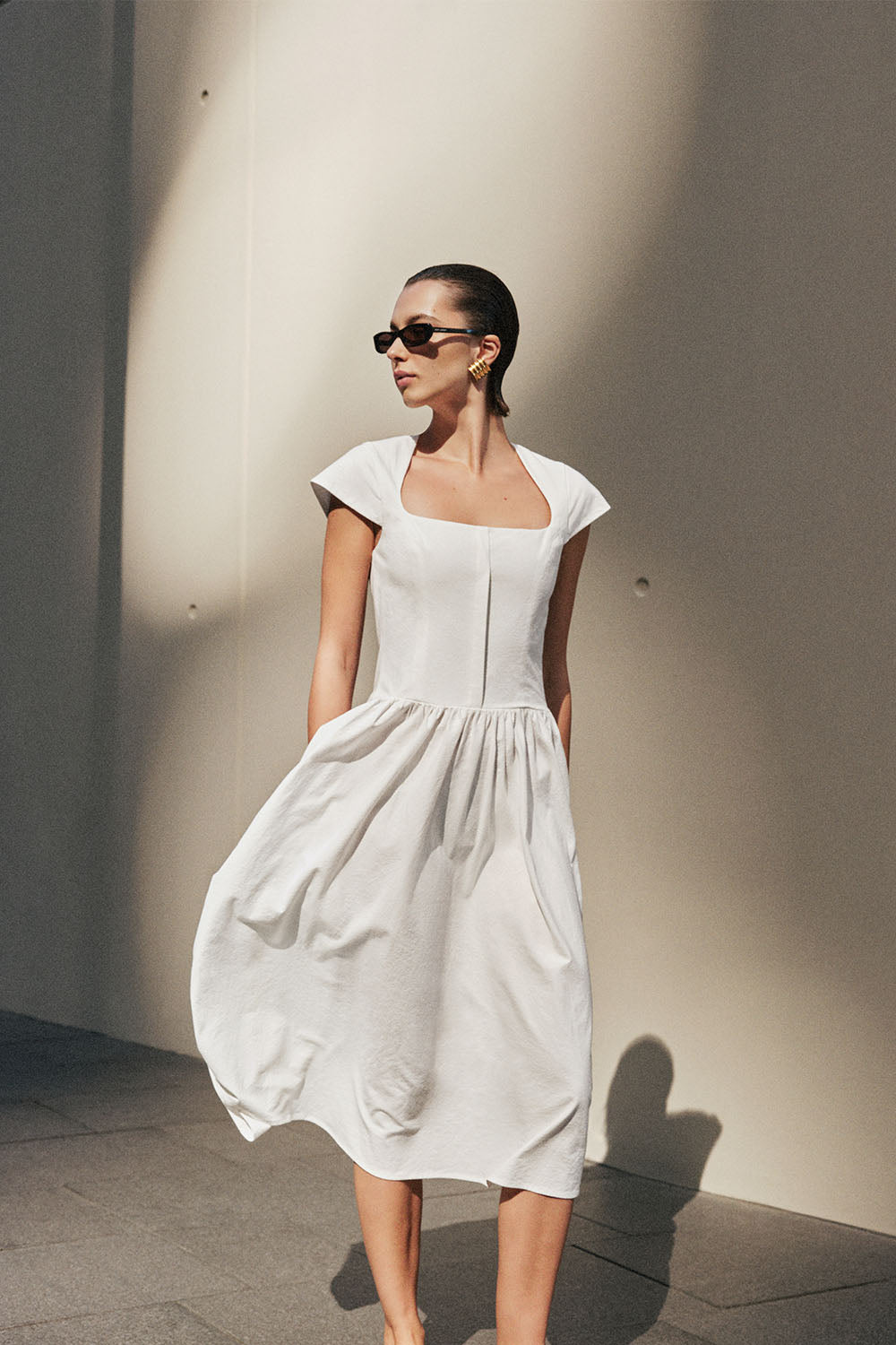 Ayla Cotton Fit And Flare Midi Dress