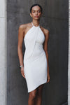 Yuna Draped Hardware Midi Dress - Ivory