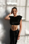 Zendaya Silk Crop Top - Black